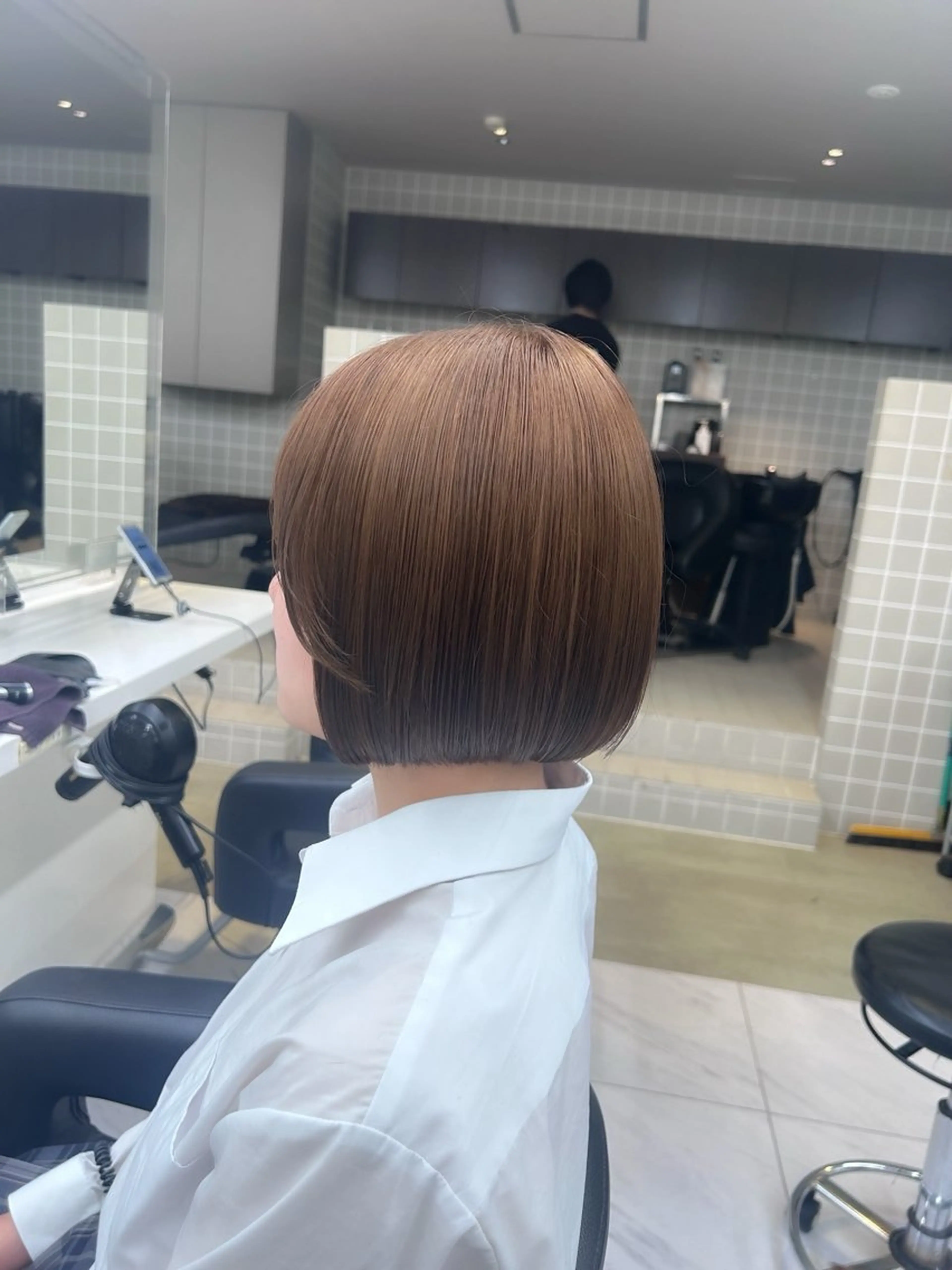 ミディアム カラー パーマ ヘアアレンジ メンズ キッズ ブリーチなしカラー/ ブラウン/レイヤーのヘアスタイル