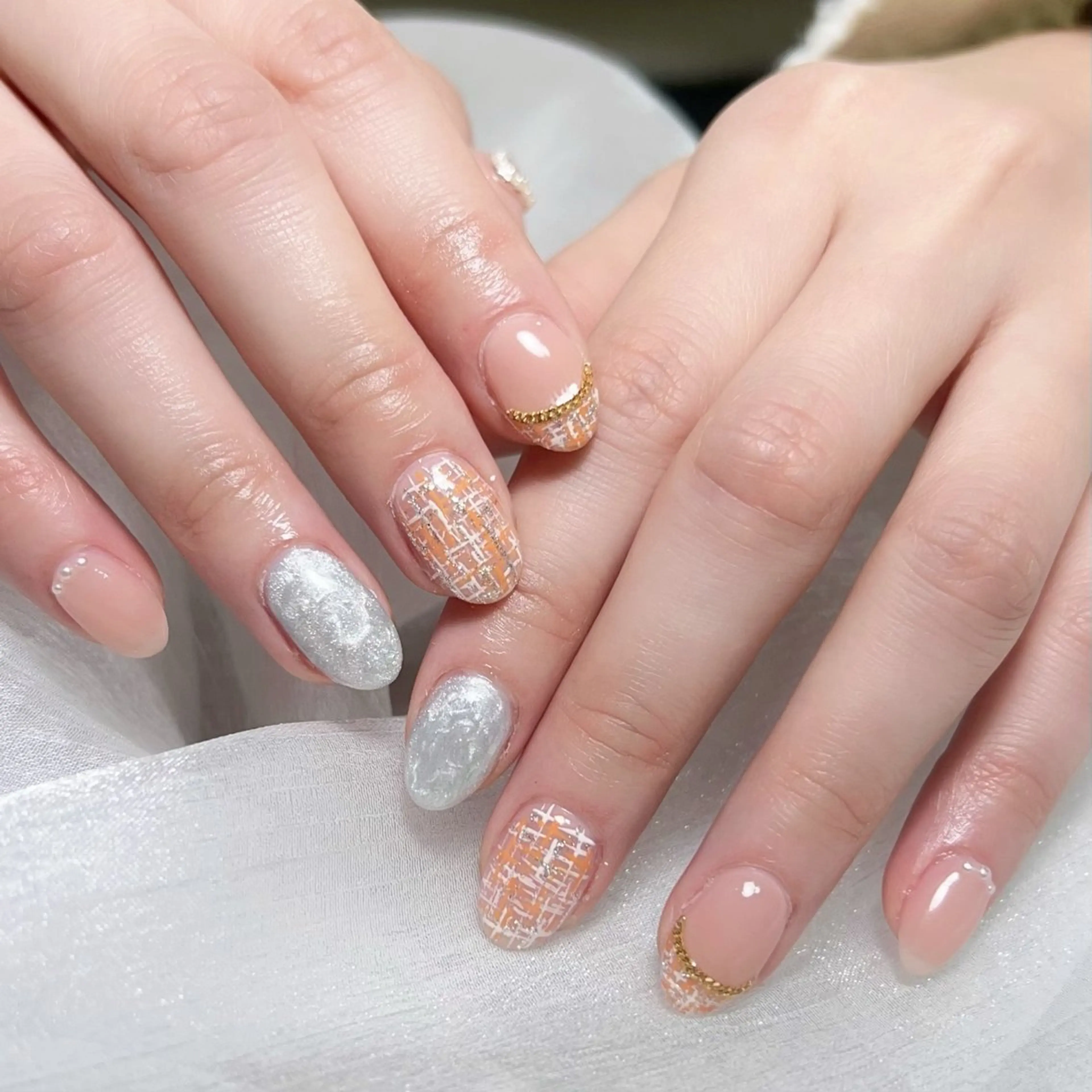 メンズ ネイル メンズ韓国風 アートネイル オーロラネイル ガーリー キラキラネイル ハンドネイル Nail salon 木にいるのネイルデザイン
