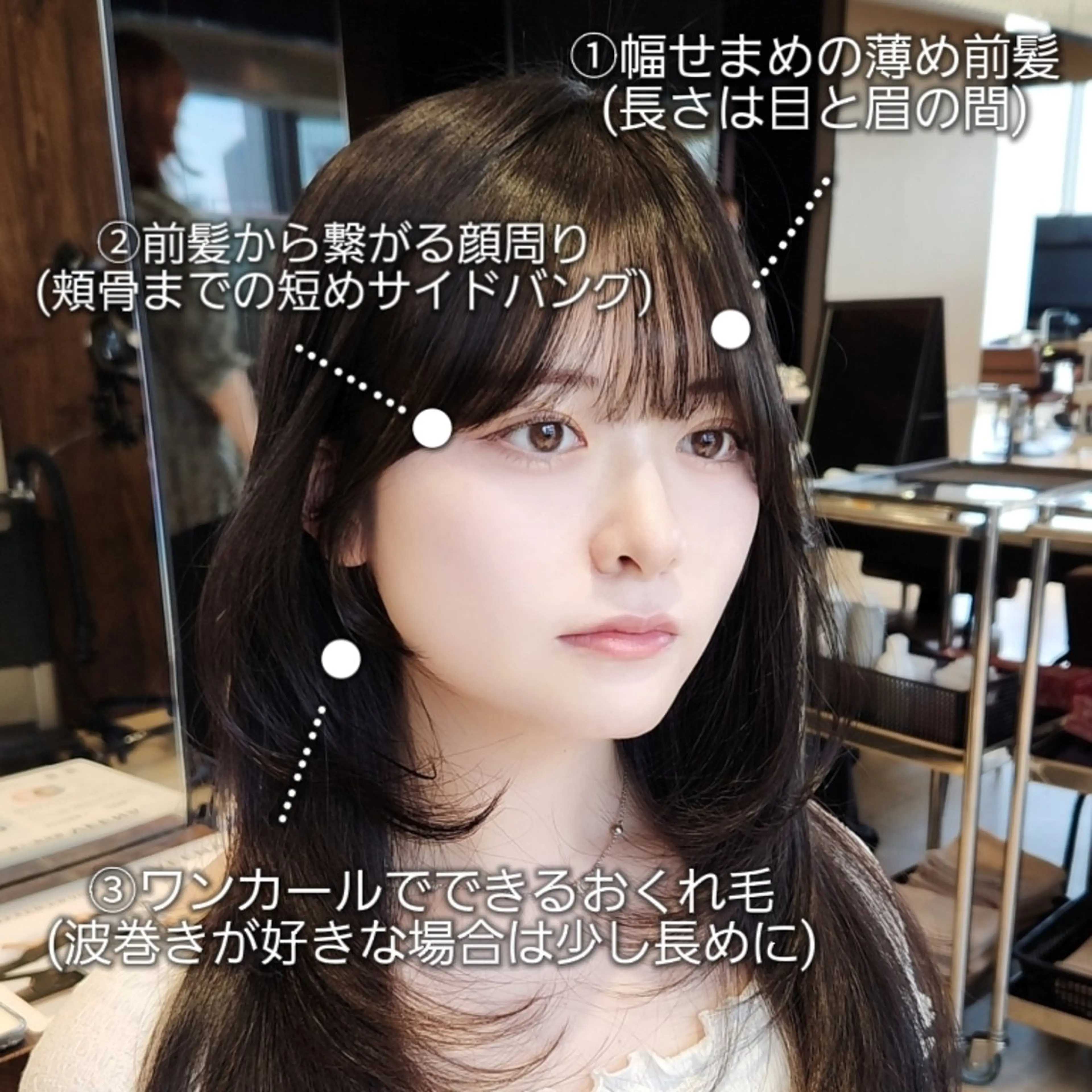 ロング くびれヘア 顔周りカット 韓国風ヘア レイヤーカット 小顔カット カット ヘアカラー トリートメント Nanako。/韓国 ハッシュカットのヘアスタイル