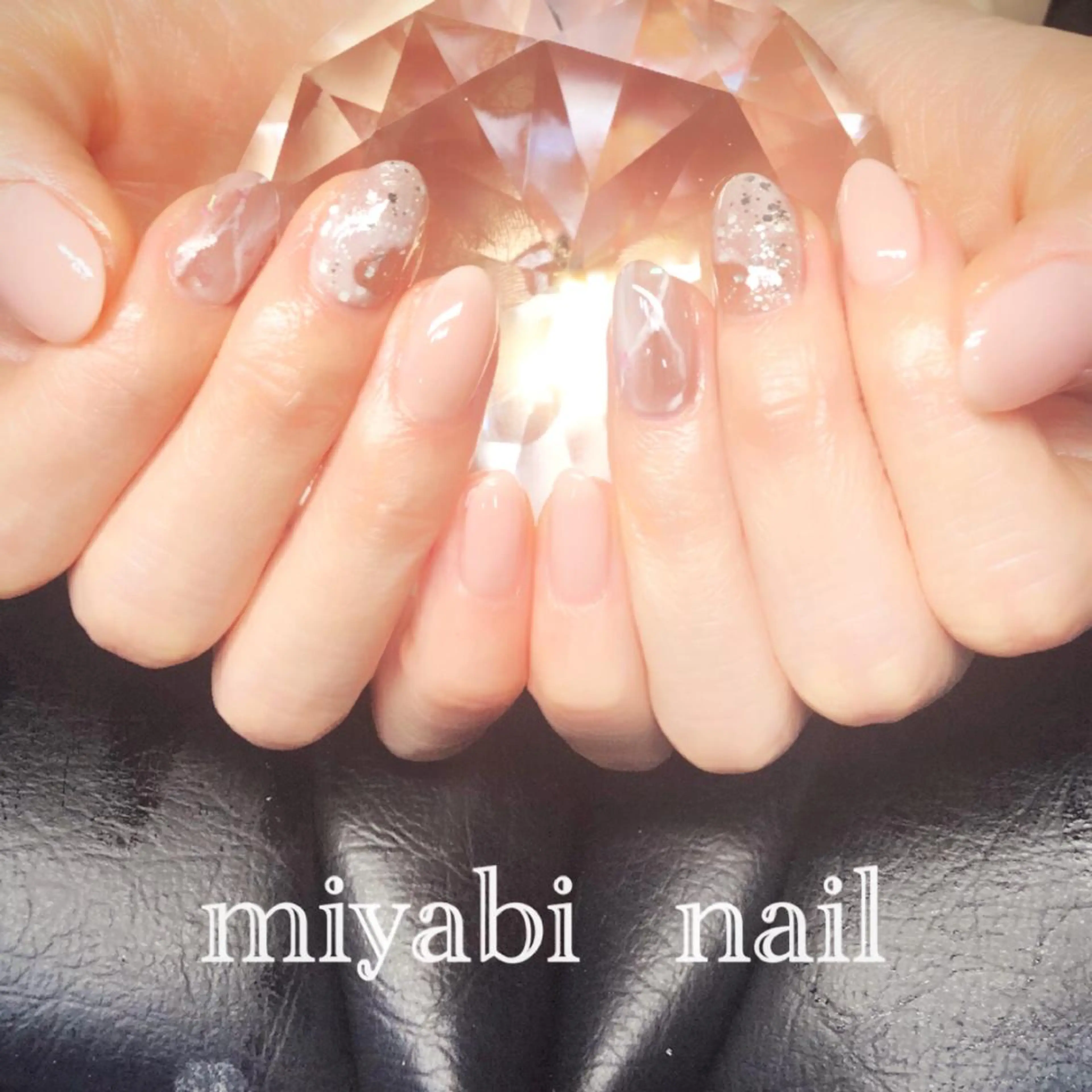 ネイル アートネイル オーロラネイル ラメ(グリッター) 大理石ネイル(マーブル) 持ち込み ハンドネイル miyabi nail 桂川駅近くのネイルデザイン