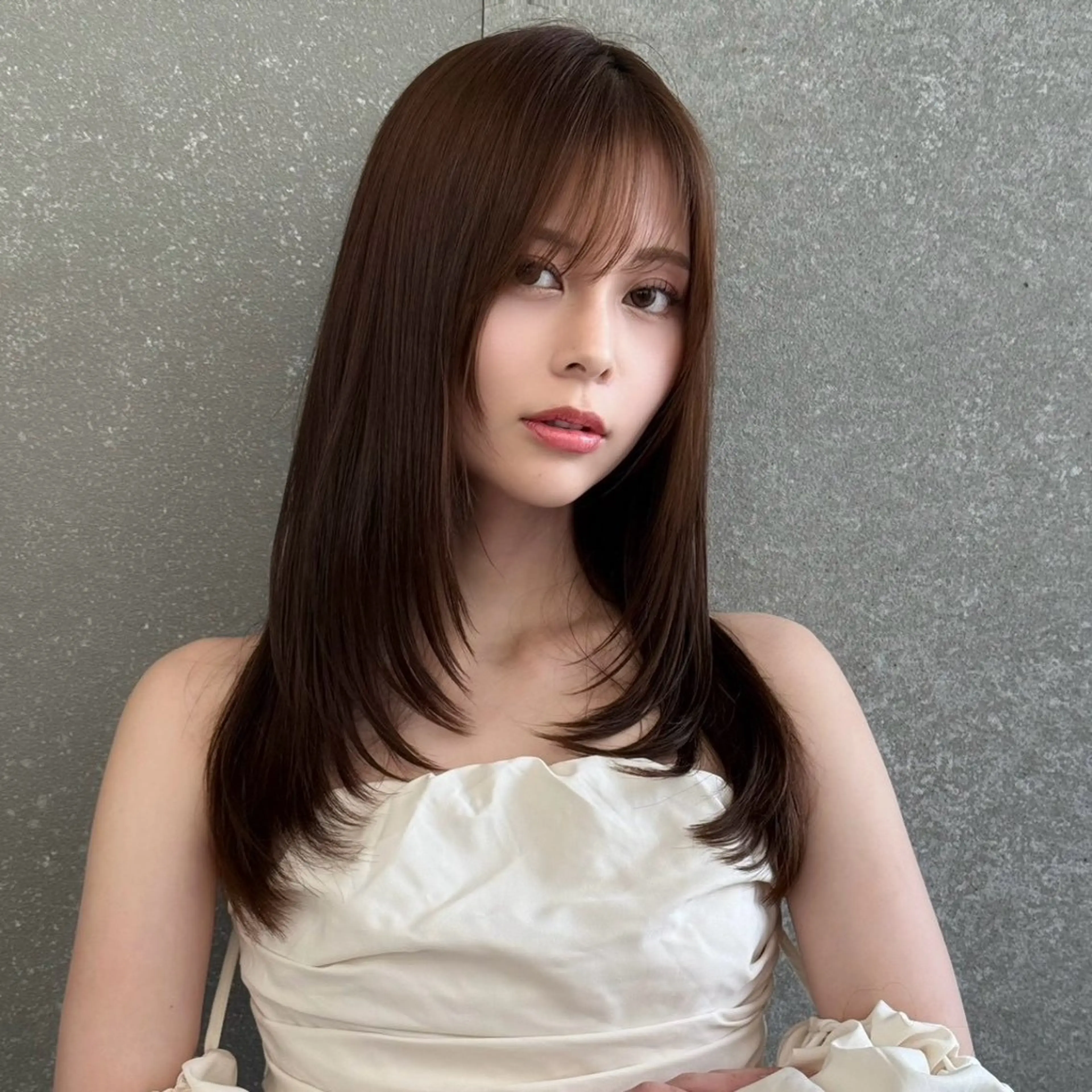 セミロング カラー レイヤーカット カット ヘアカラー トリートメント 韓国レイヤー🇰🇷 /縮毛矯正💎/月音のヘアスタイル
