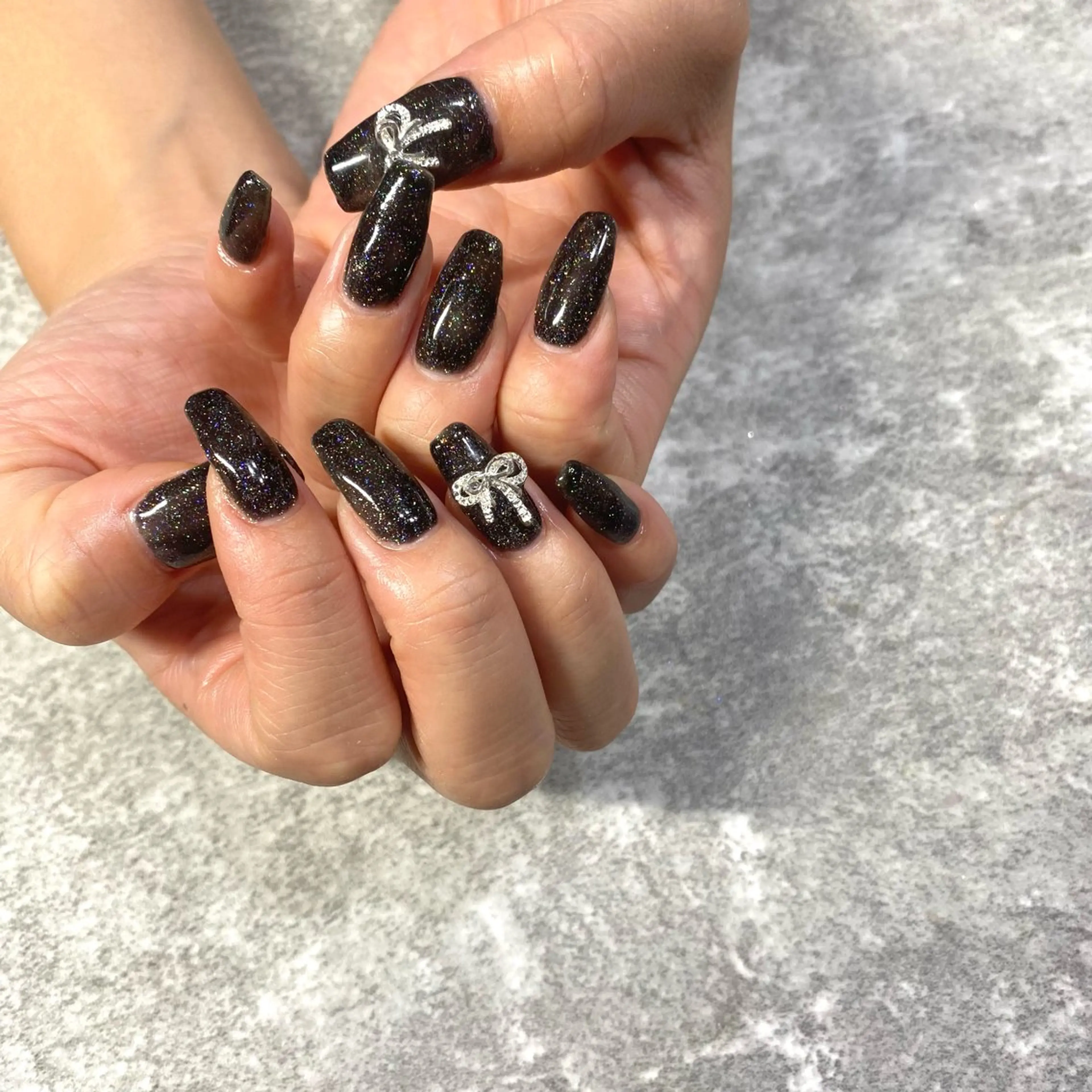 ネイル ラメ(グリッター) リボン ハンドネイル ★Rinail... .のネイルデザイン