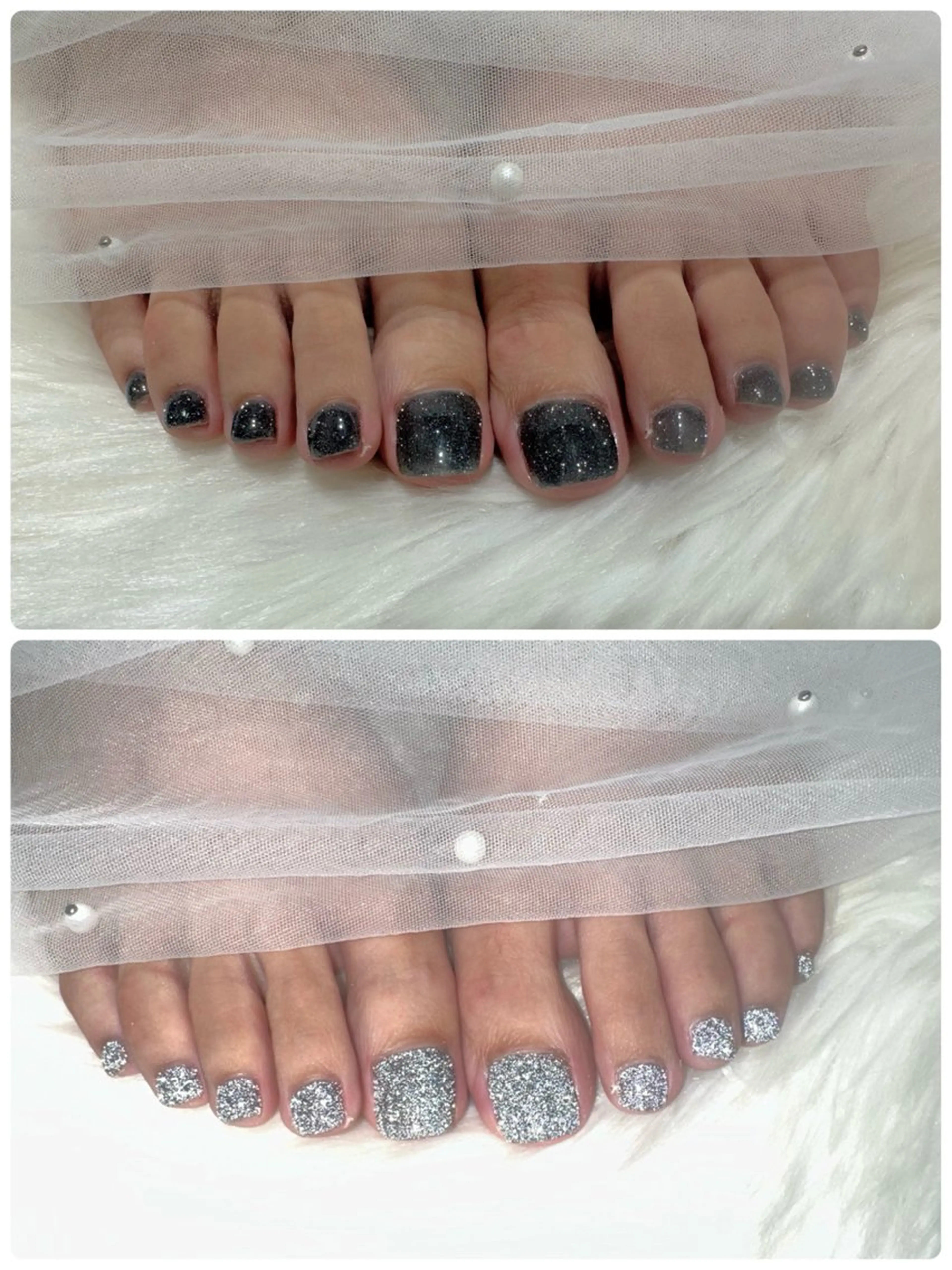 ネイル フラッシュネイル フットネイル ネイビー Viel💅 〜yuki〜のネイルデザイン