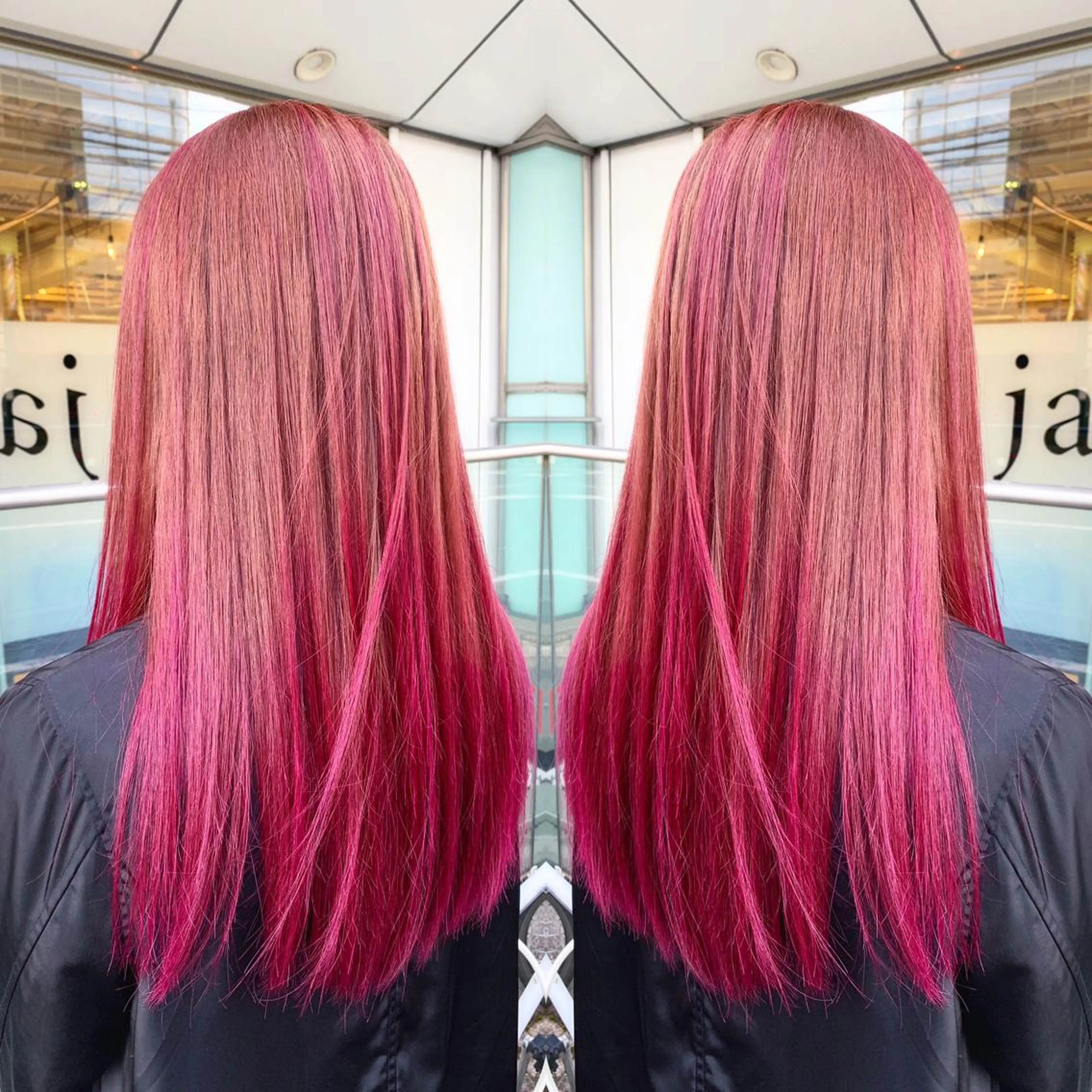 ロング カラー バレイヤージュ ピンクカラー レイヤーカット 青木 茂樹⭐️ 透明感カラーのヘアスタイル