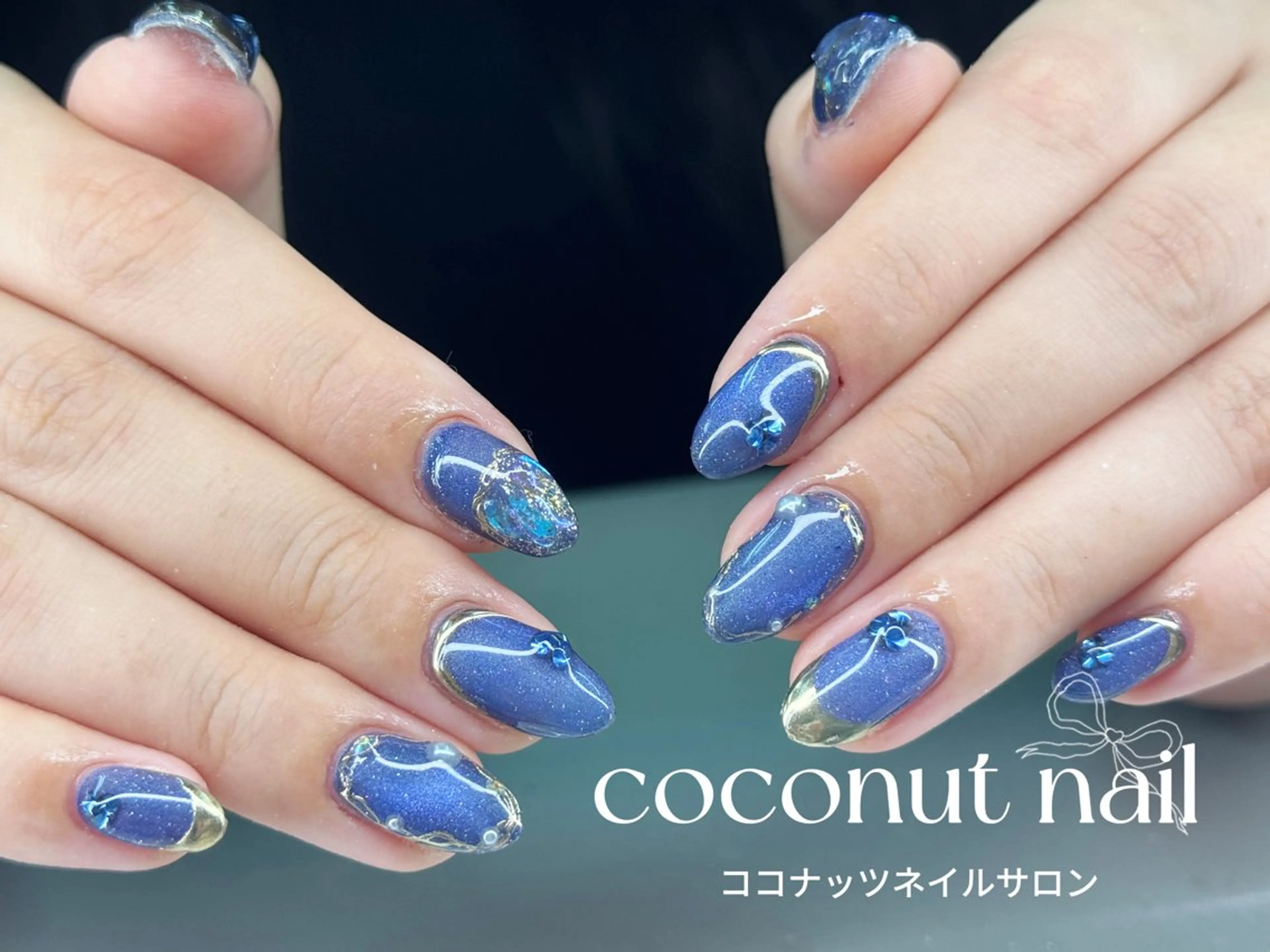 ネイル べっ甲ネイル フレンチネイル キラキラネイル マグネットネイル 大理石ネイル(マーブル) ハンドネイル 神田 ココナッツのネイルデザイン