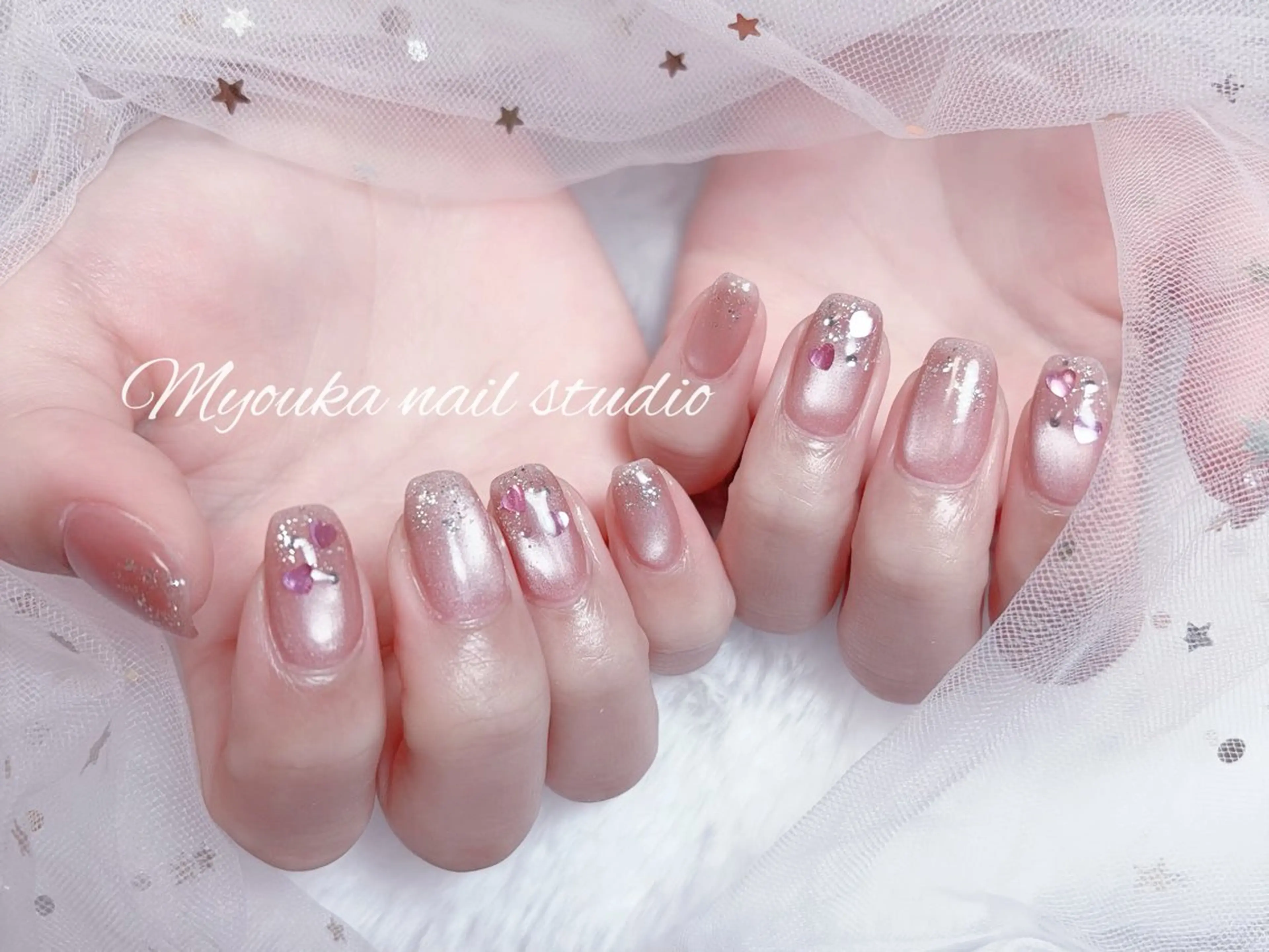 ネイル チークネイル 長さ出し フットネイル ジェルネイル グラデーション ハンドネイル ハンドケア Myouka 板橋区大山駅前店のネイルデザイン