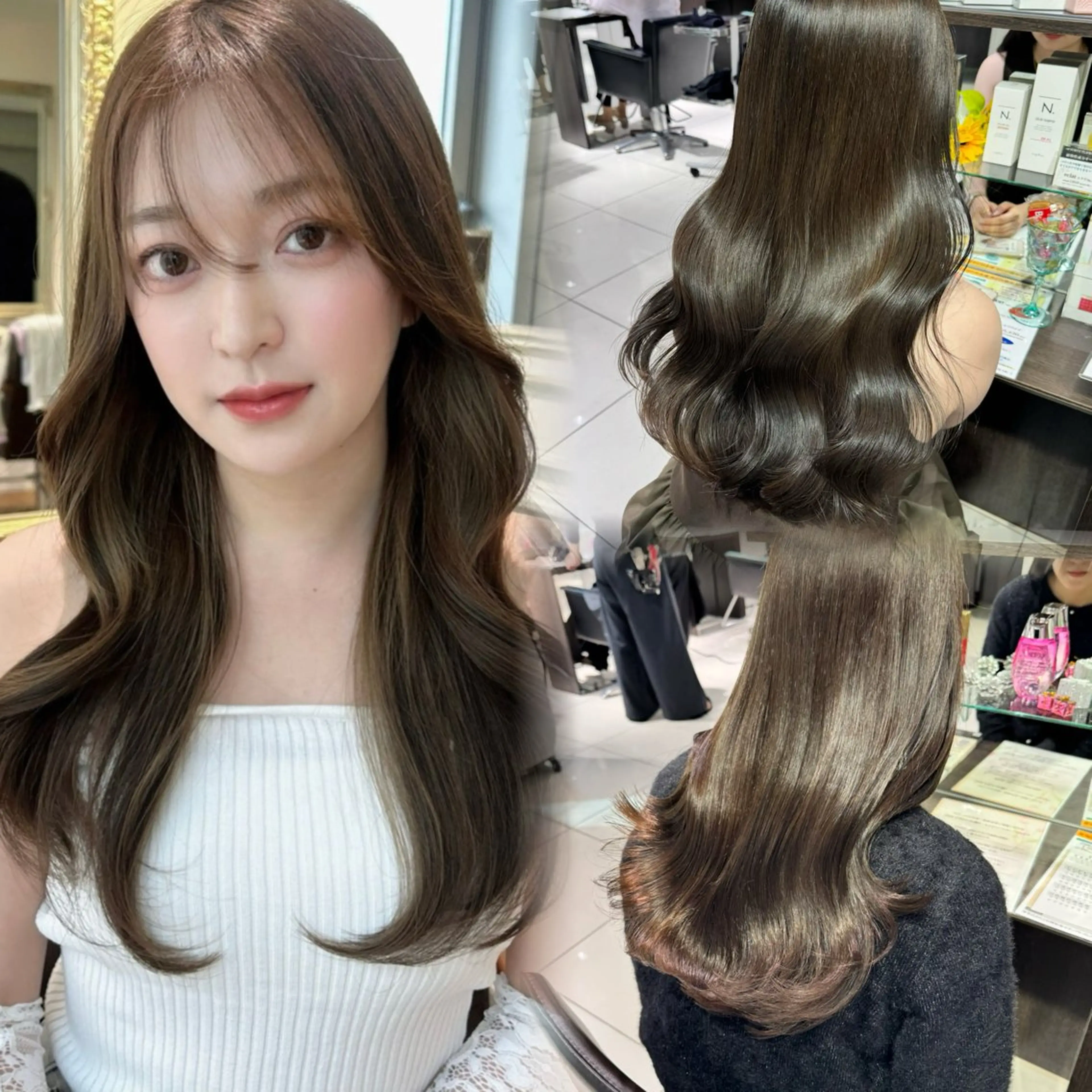 ロング カラー ヘアカラー ﾊﾙｶ🌷顔周り /レイヤーカットのヘアスタイル