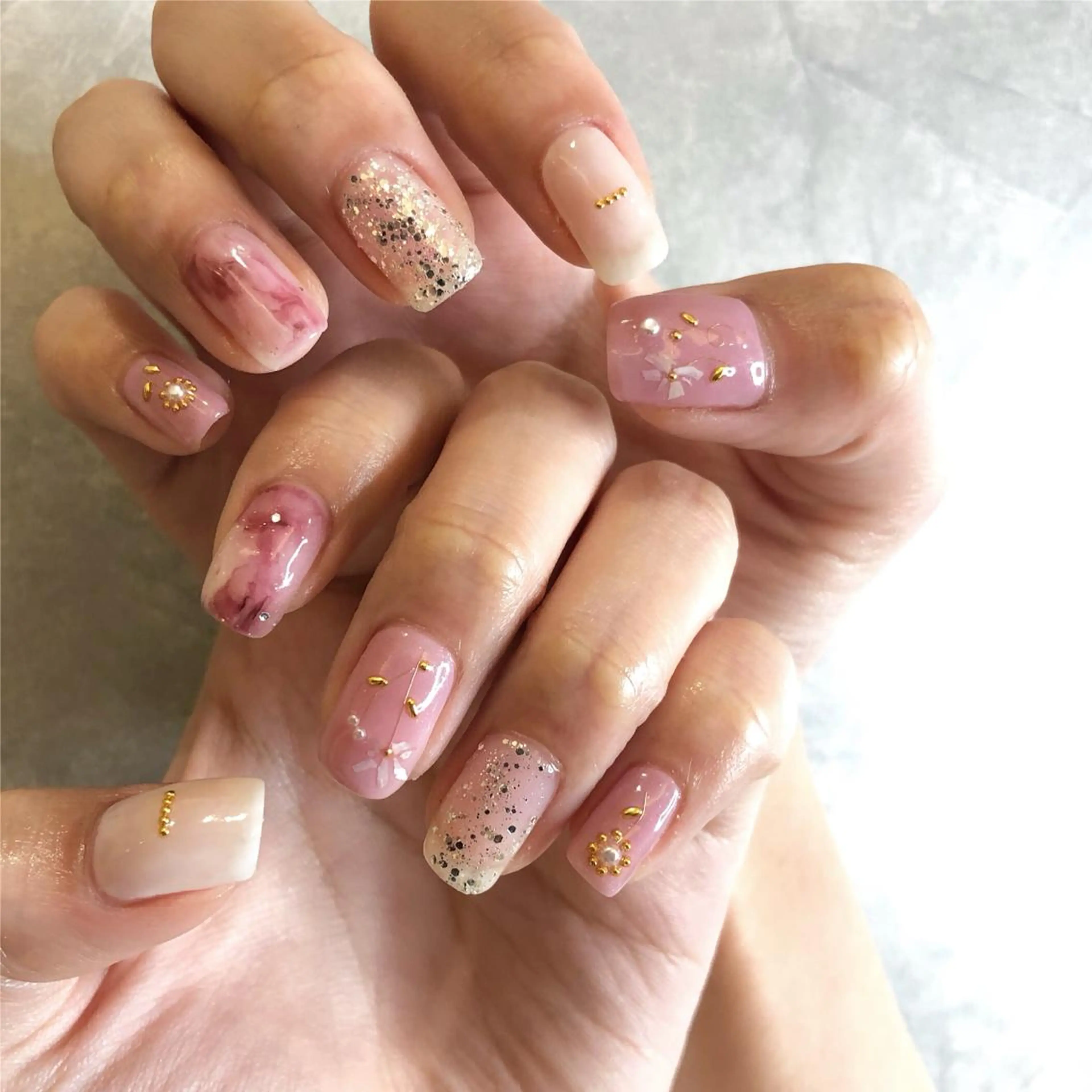 ネイル 春ネイル スクエアネイル ハンドネイル EARTH nanaのネイルデザイン