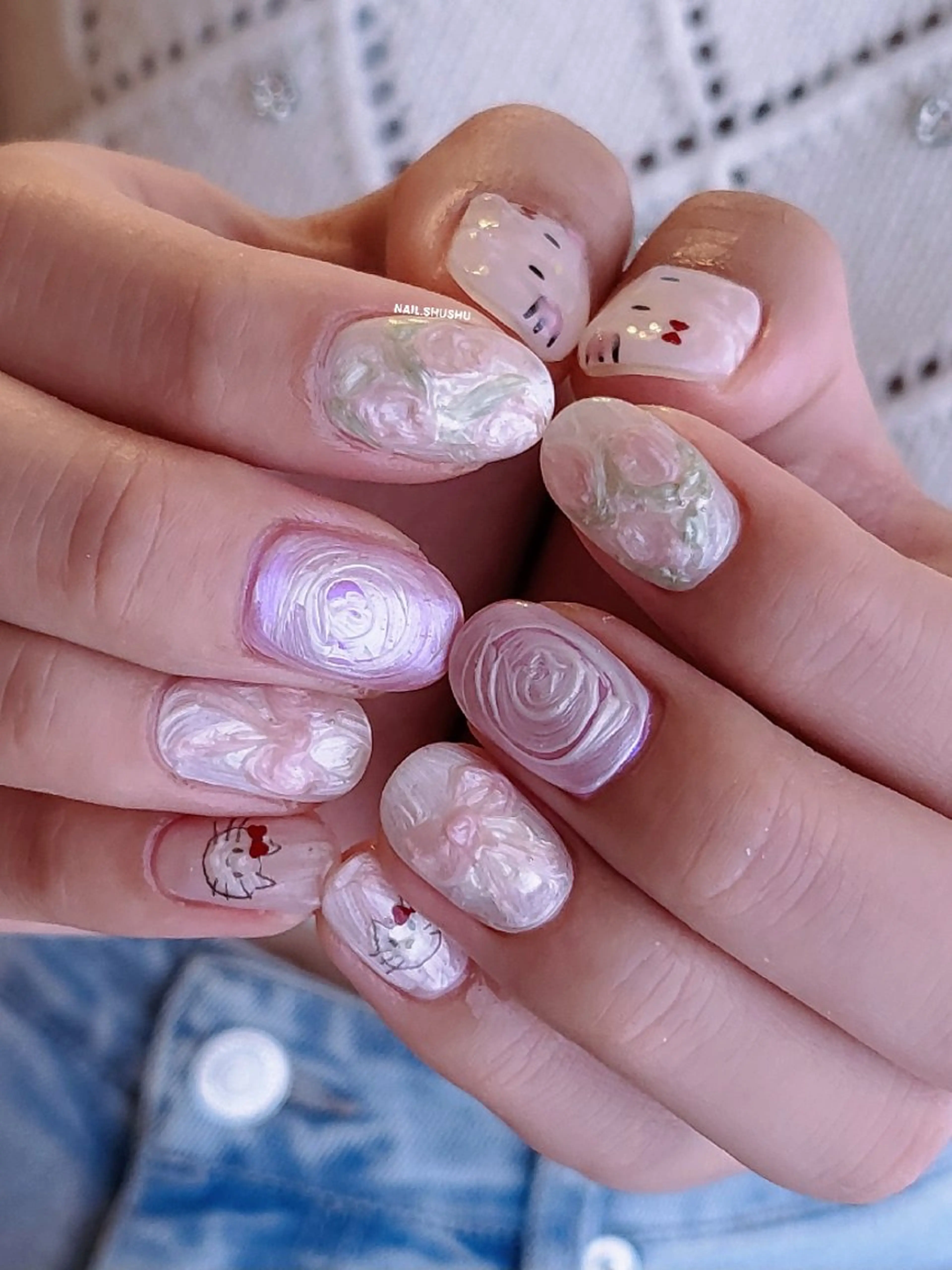 ネイル ハンドネイル 3dパーツ/流行り 👧shushu❤️のネイルデザイン