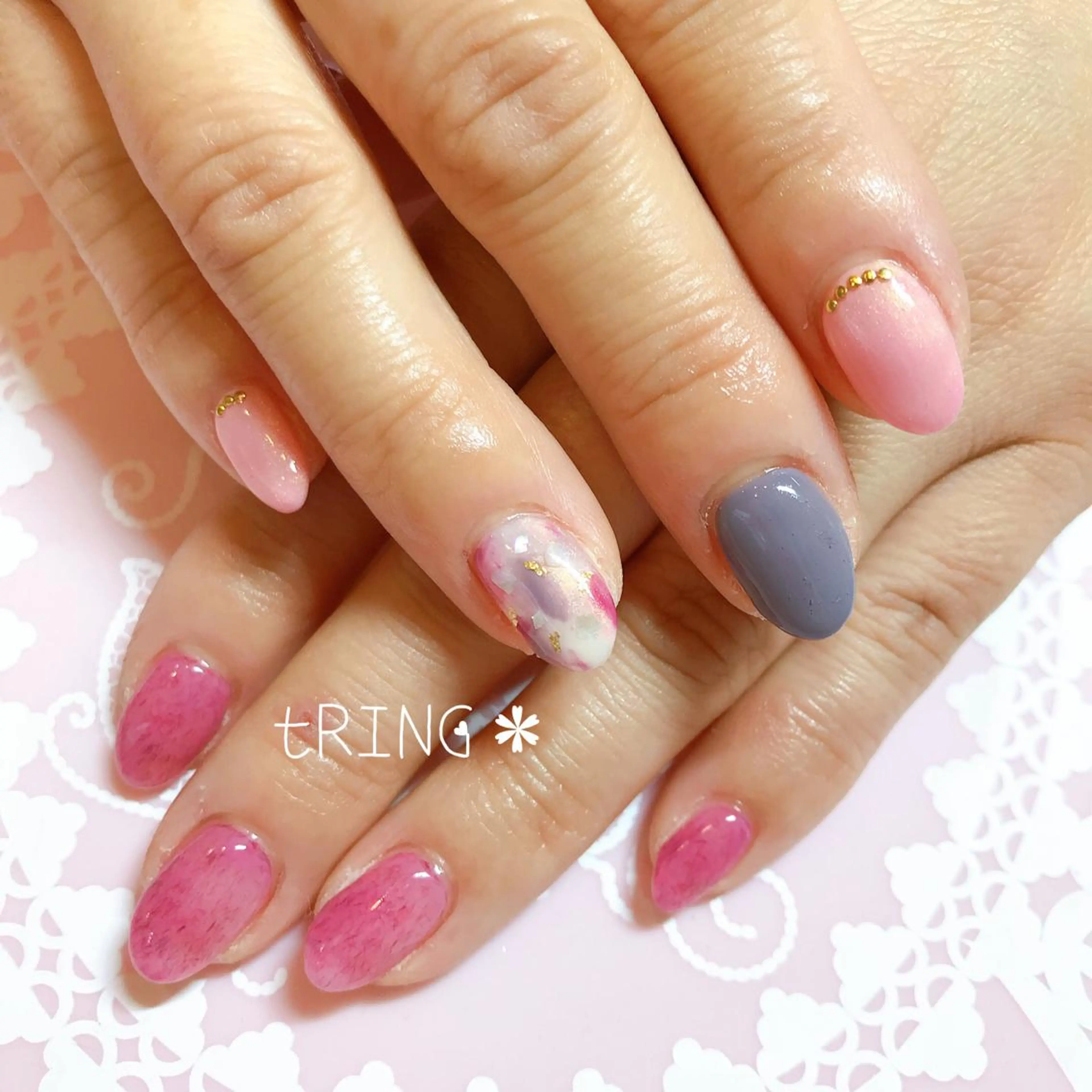ネイル 持ち込み ハンドネイル tRING＊ しいの木台のネイルデザイン
