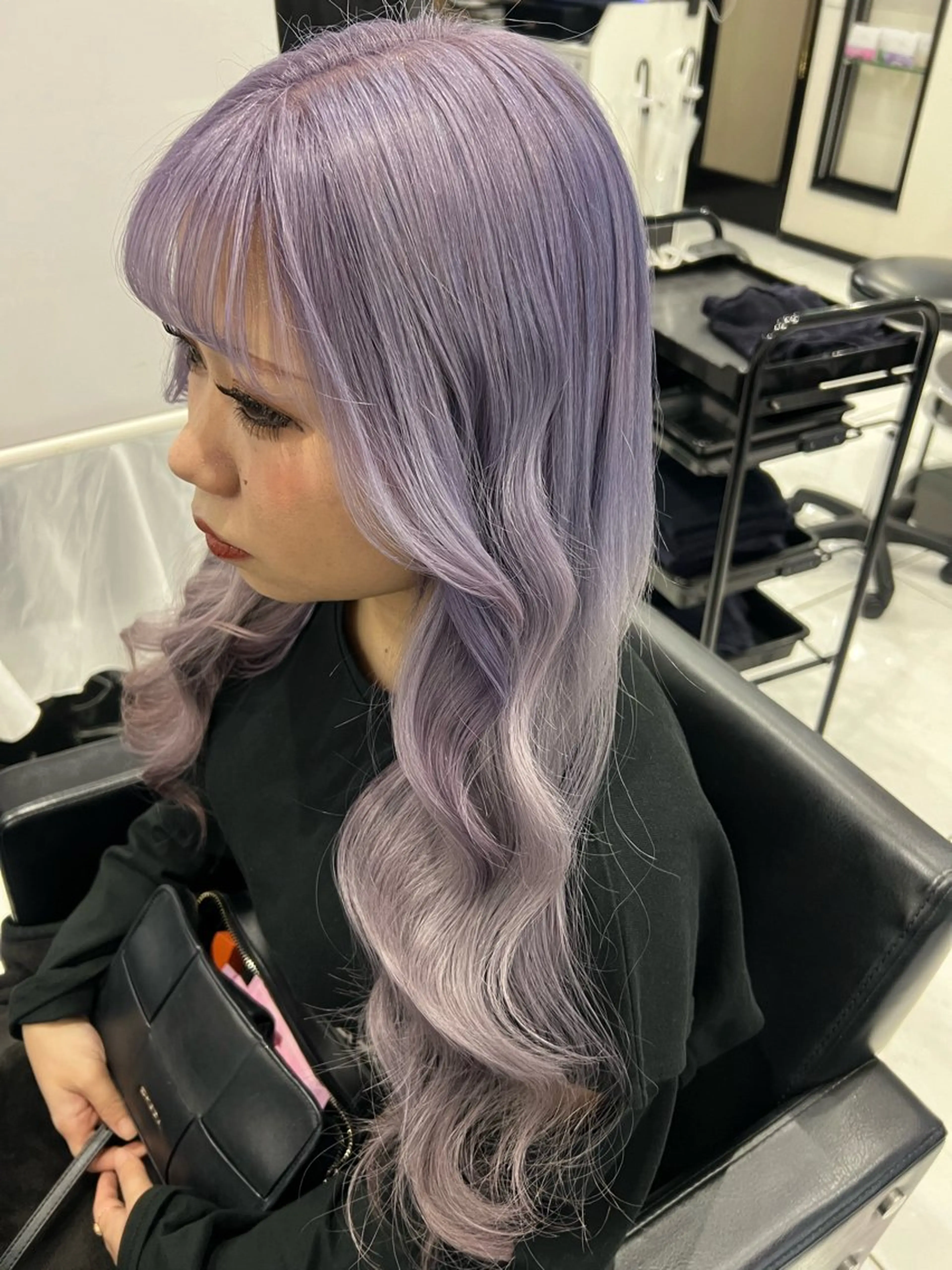 ロング カラー ブリーチ ケアブリーチ グラデーションカラー パープルカラー ヘアカラー トリートメント YUDU🍊 germe/ジェルムのヘアスタイル