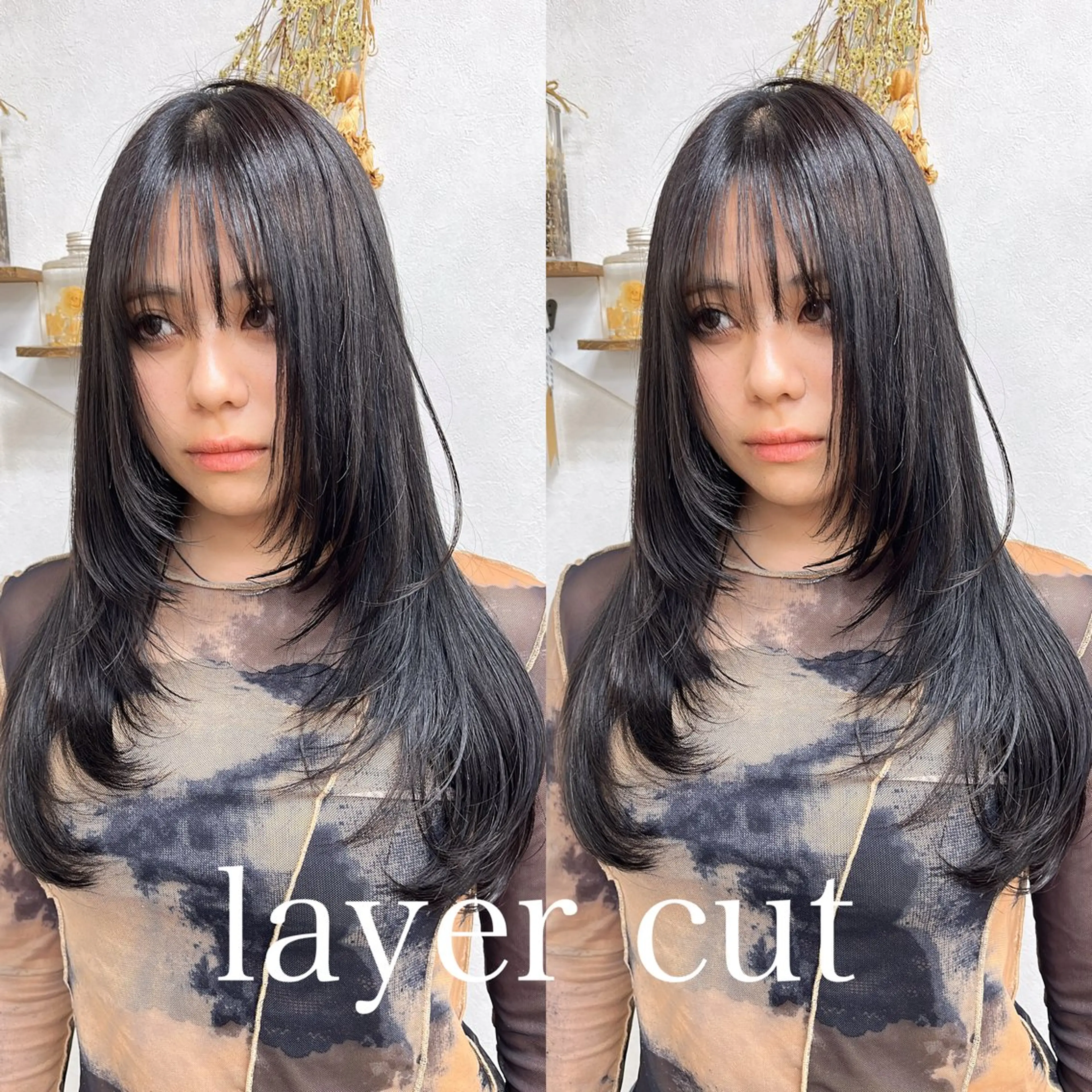 ロング レイヤーカット カット ヘアカラー トリートメント issy/ハイライト ハイトーン／レイヤーのヘアスタイル