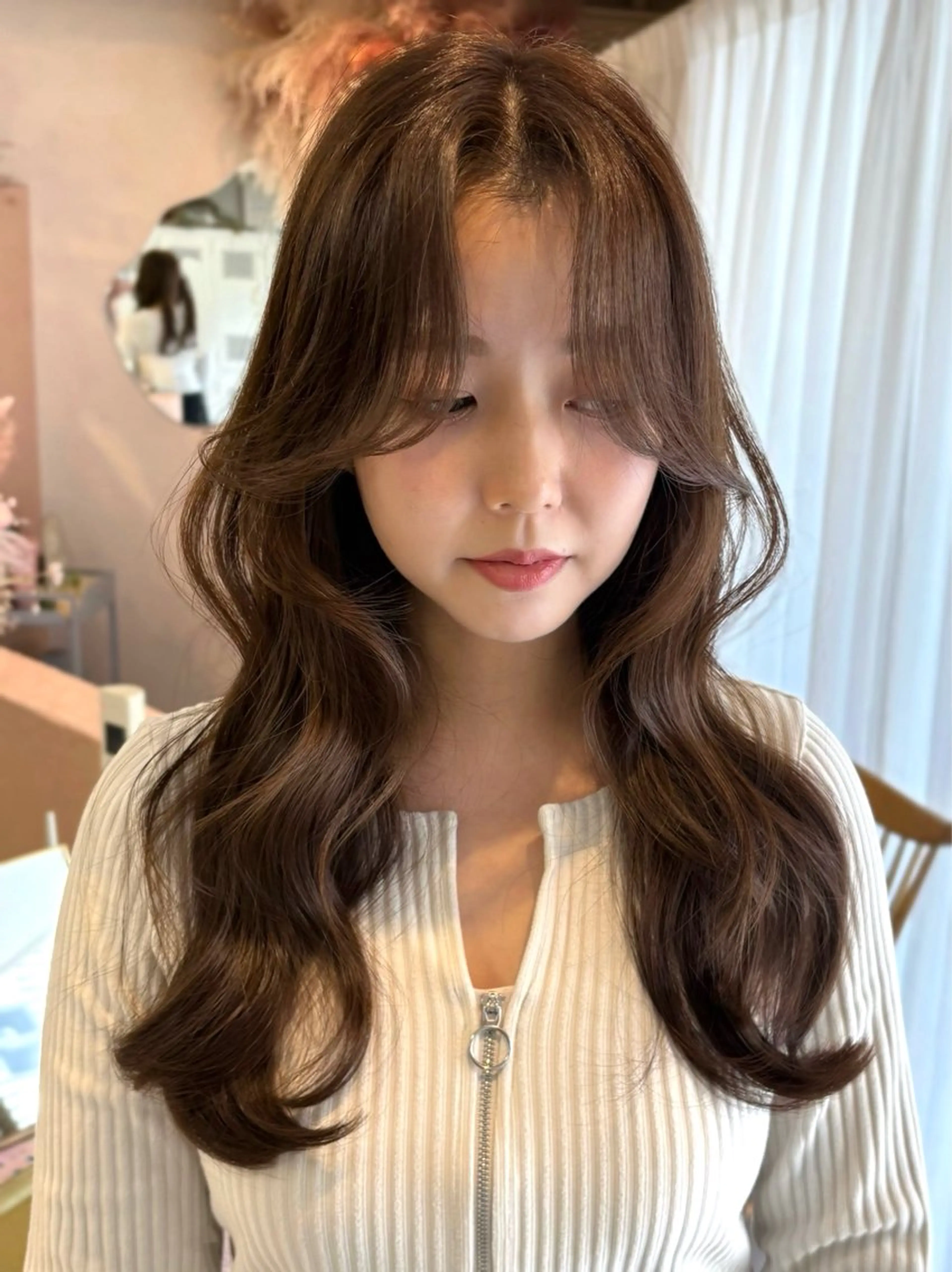 ロング カラー カット ヘアカラー トリートメント 本格韓国ヘア🇰🇷 【uni】キューさんのヘアスタイル