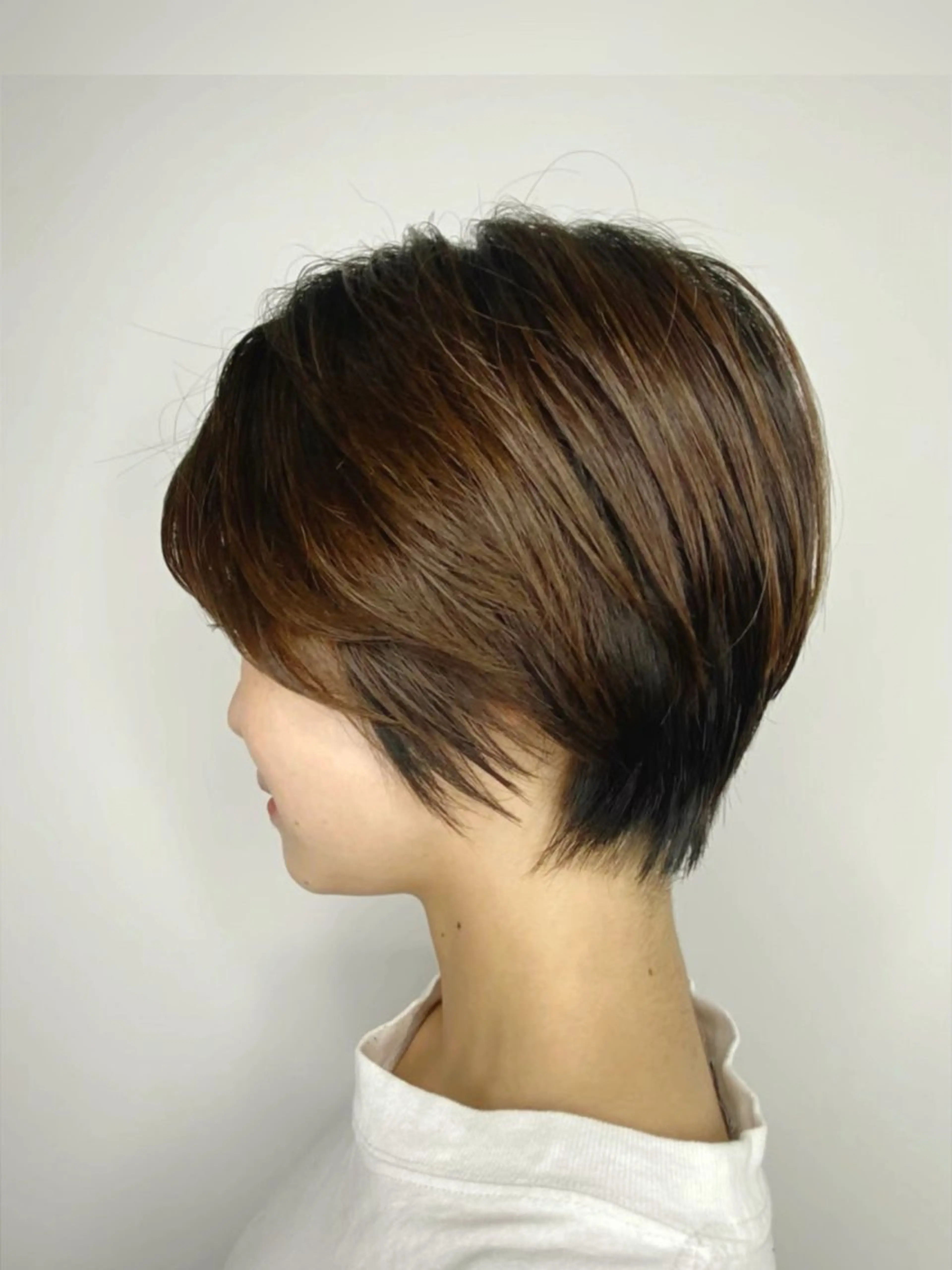 ショート カラー 丸みショート ブラウンカラー グレージュ ショートヘア 小顔カット 🎖大人ショート🎖 河越守のヘアスタイル