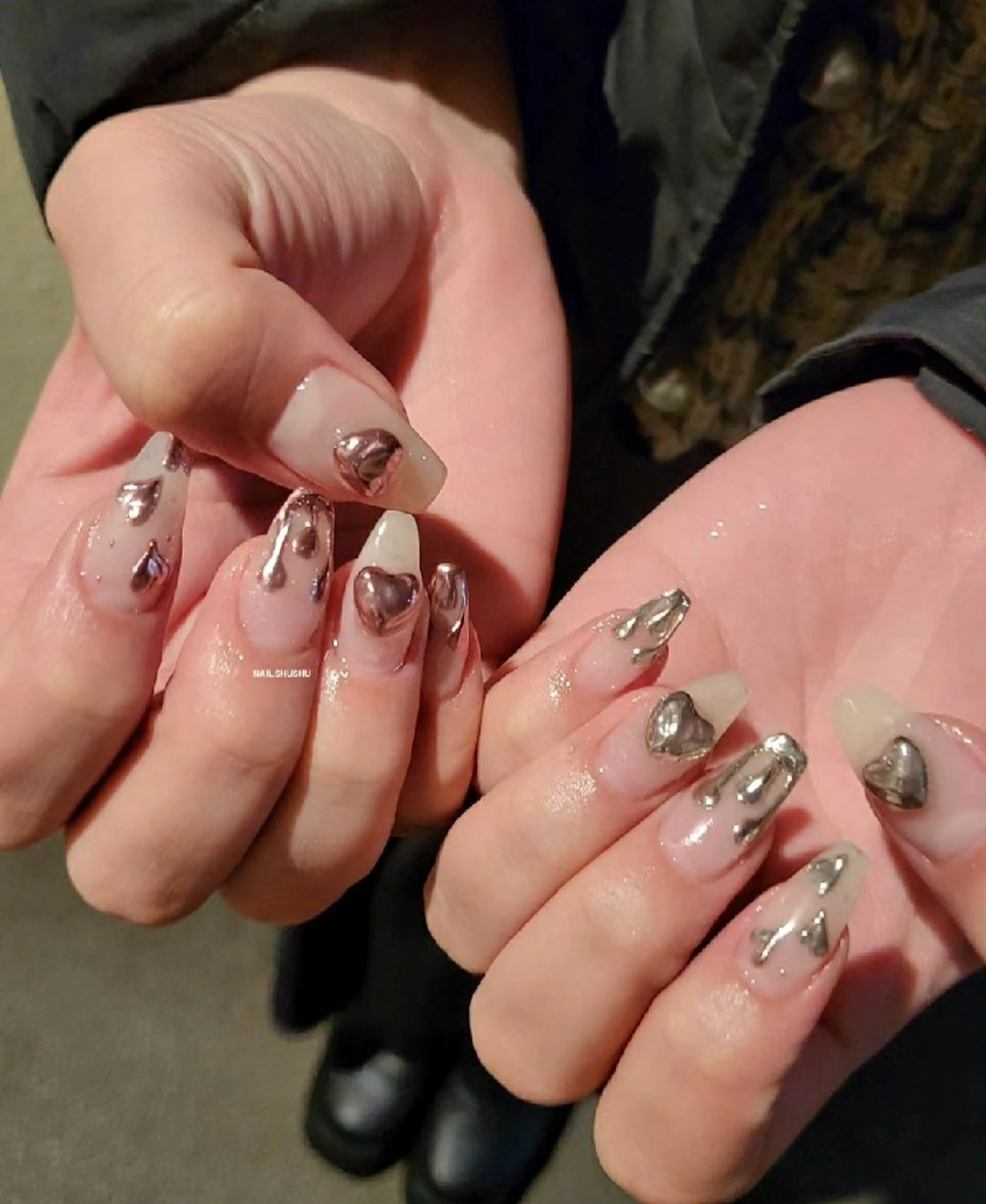 ネイル 持ち込み ニュアンスネイル ワンカラーネイル シンプルネイル 冬ネイル ハンドネイル 3dパーツ/流行り 👧shushu❤️のネイルデザイン