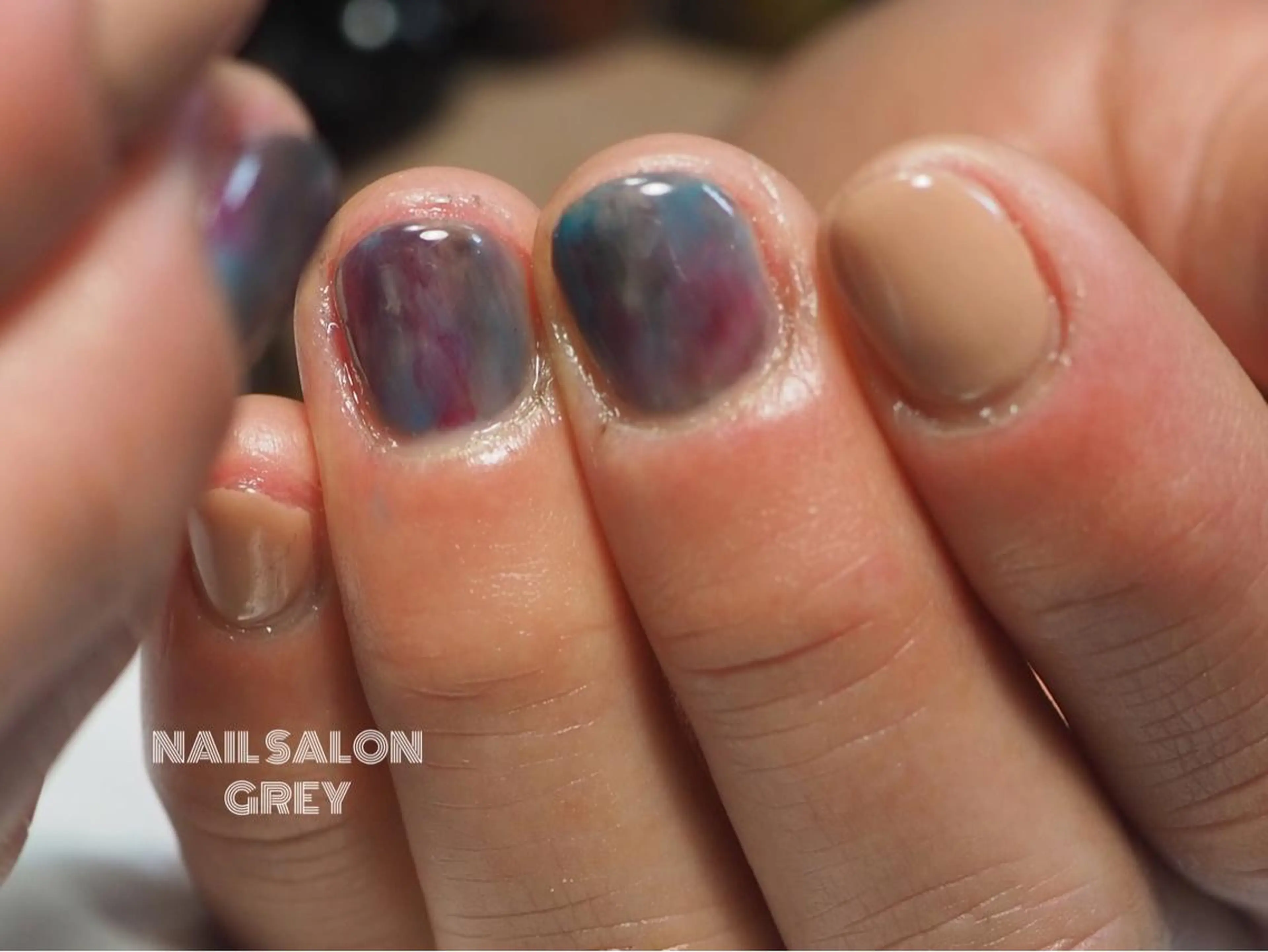 ネイル 大理石ネイル(マーブル) ビー玉ネイル ニュアンスネイル 【GREY】 TAIRAのネイルデザイン