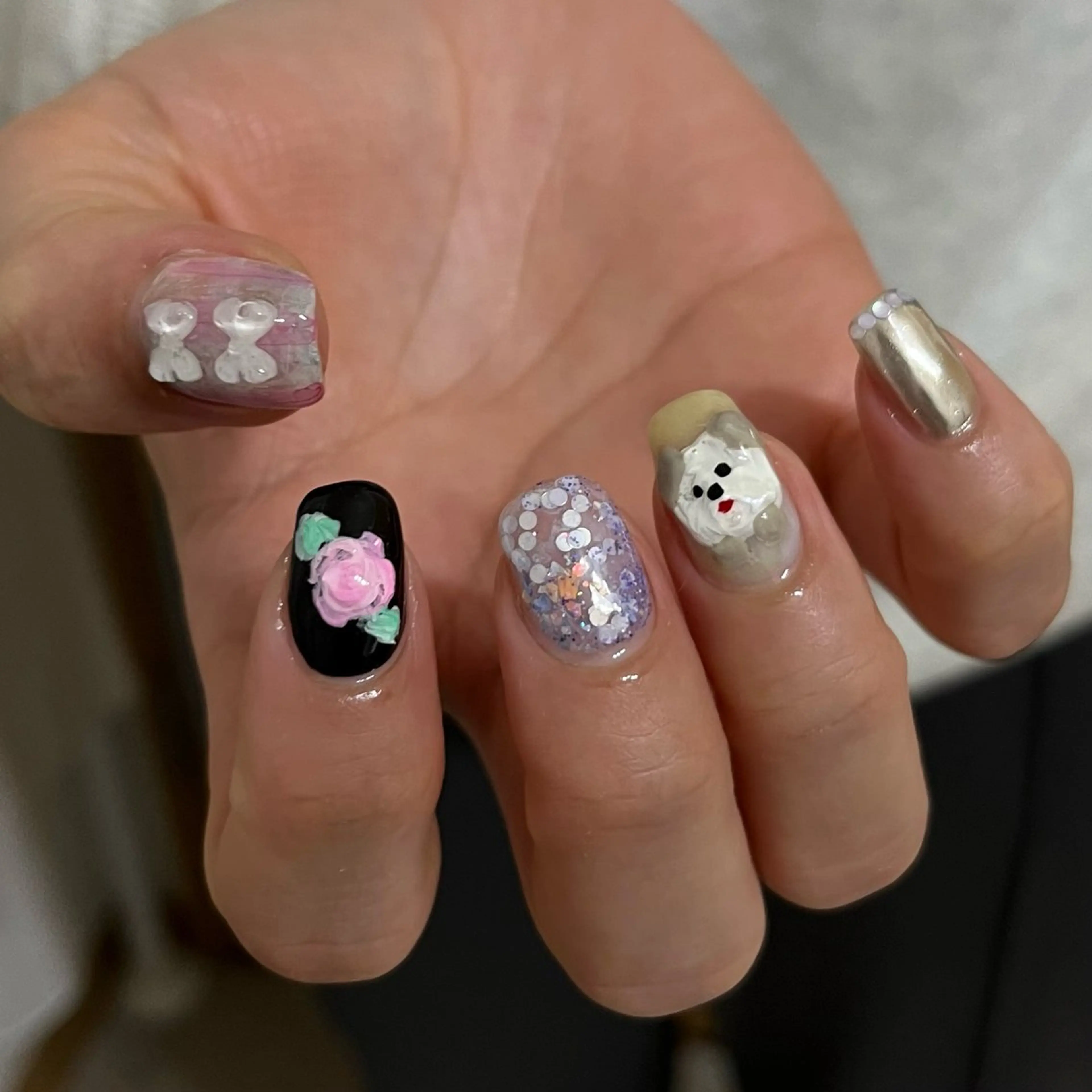 ネイル グリーン ハンドネイル vegh. nail／阿波座のネイルデザイン