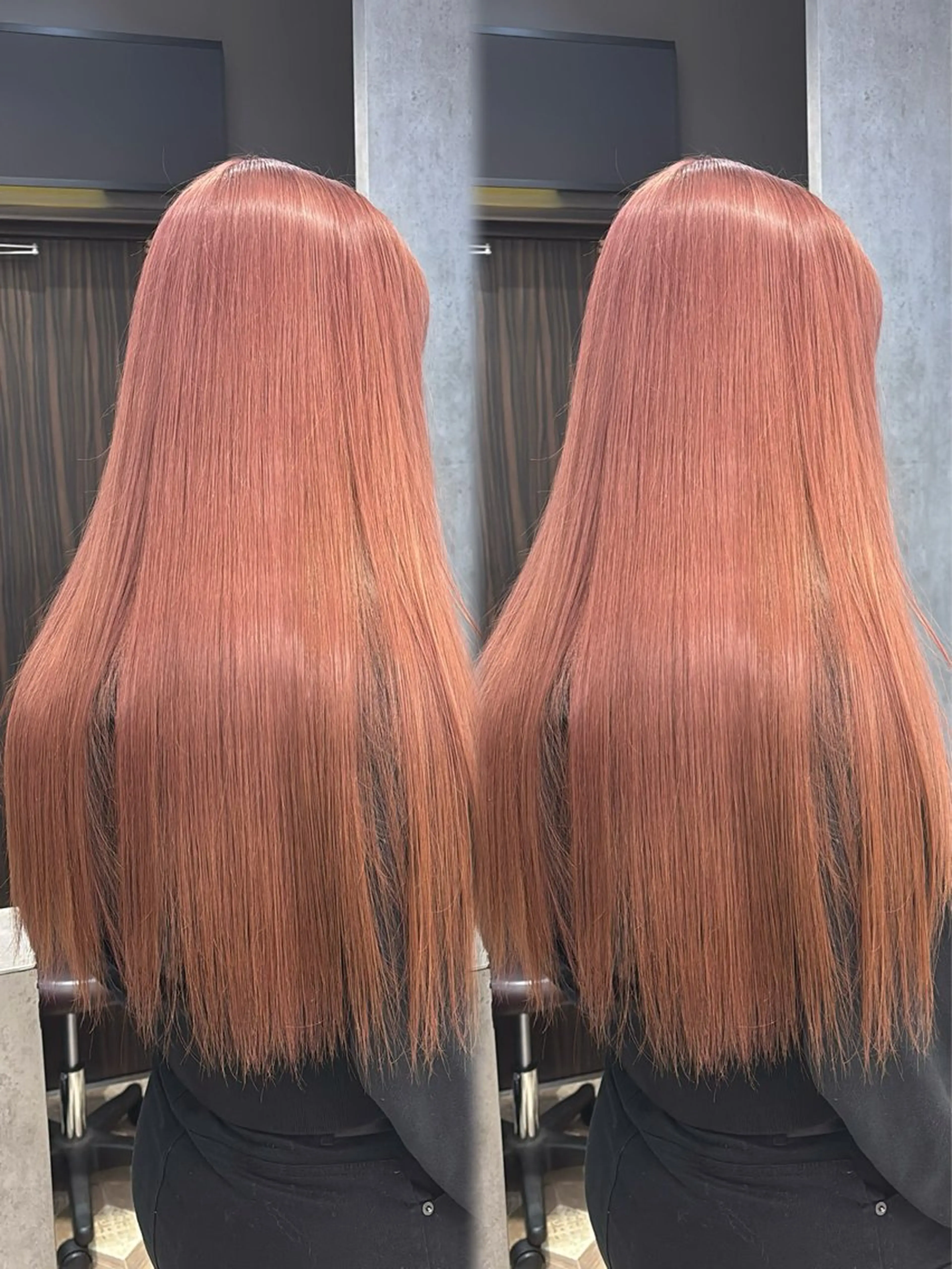 ロング ヘアカラー トリートメント ヘアセット 韓国ヘア/ブリーチ無 しWカラー/オリーブのヘアスタイル