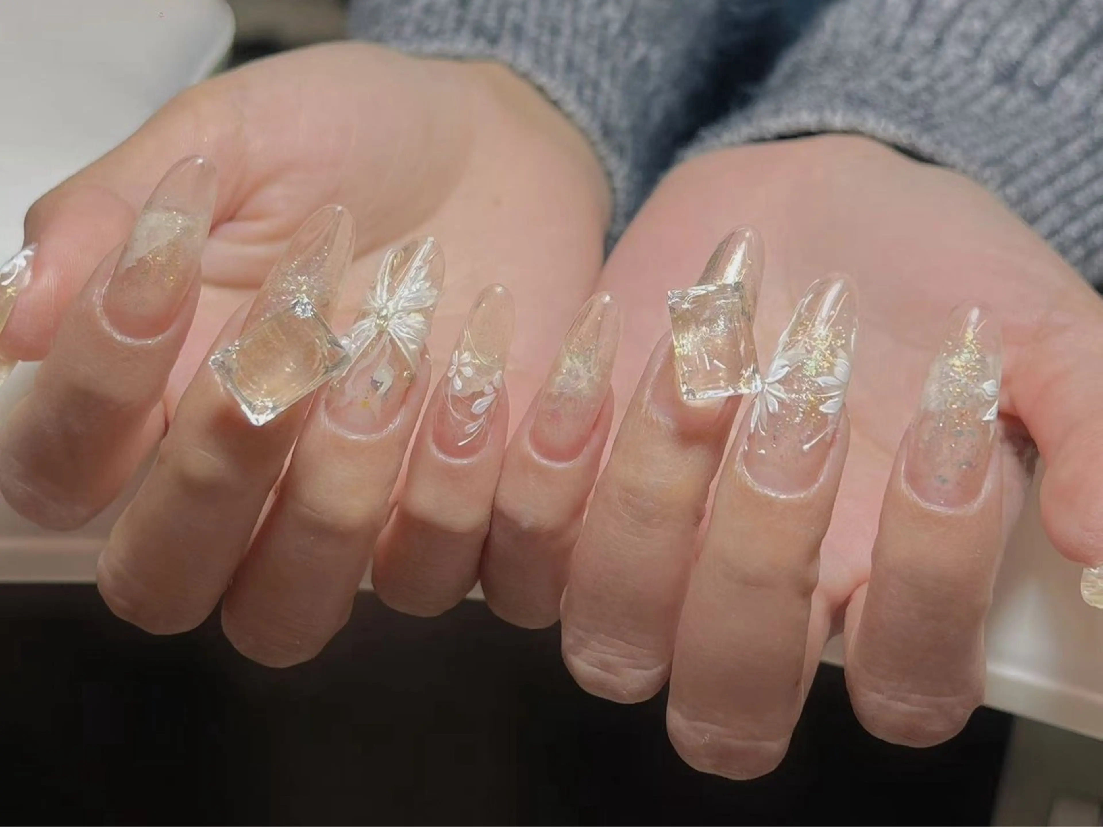 メンズ ネイル アートネイル フレンチネイル ジェルネイル キラキラネイル パラジェル ハンドネイル Bloom スカルプ専門店のネイルデザイン