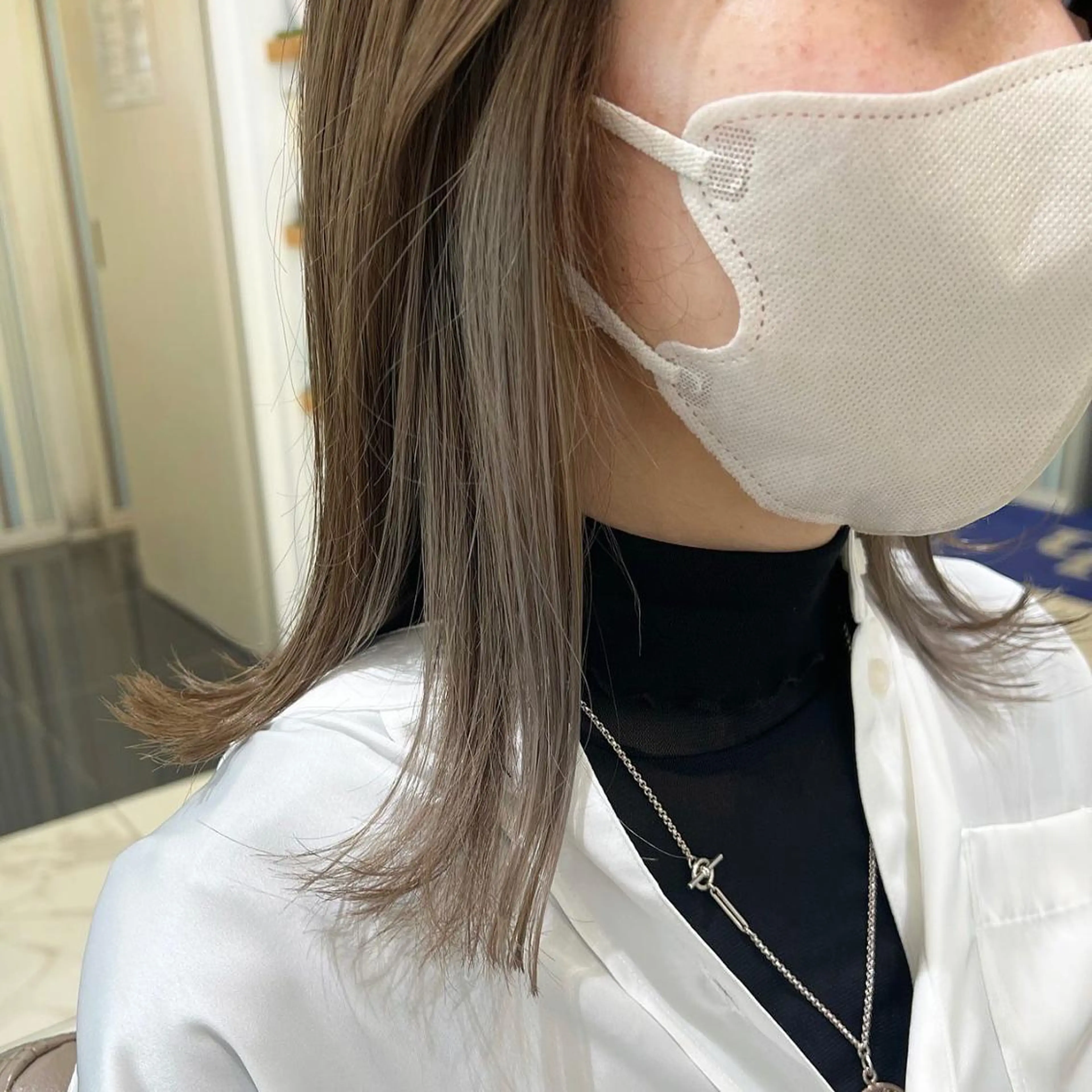 ミディアム 髪質改善 トリートメント 三箇島陽香/髪質改善 クロスパーマ縮毛矯正のヘアスタイル