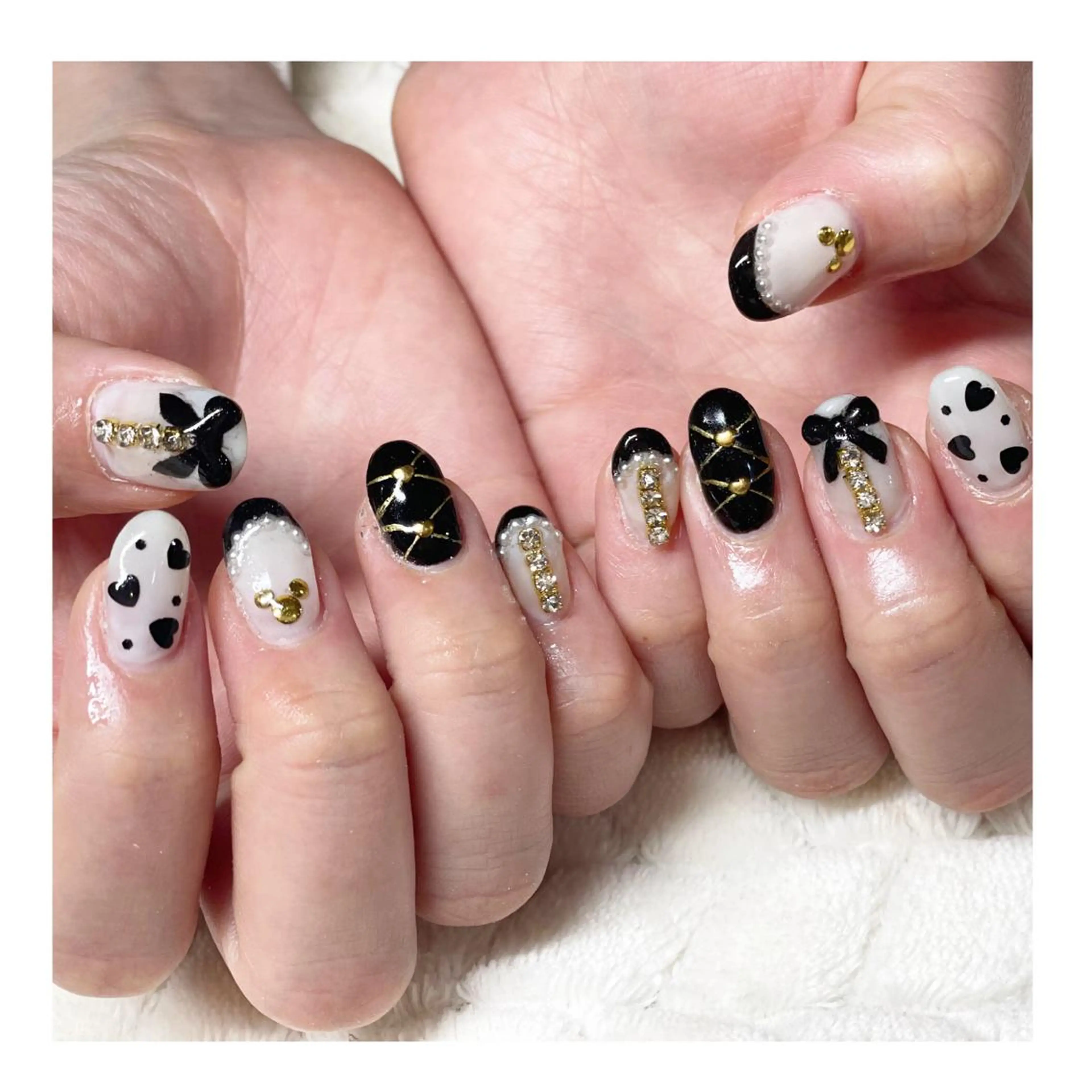 ネイル フレンチネイル ジェルネイル ハート リボン ハンドネイル LaLa Peach 福岡のマツエク・マツパデザイン