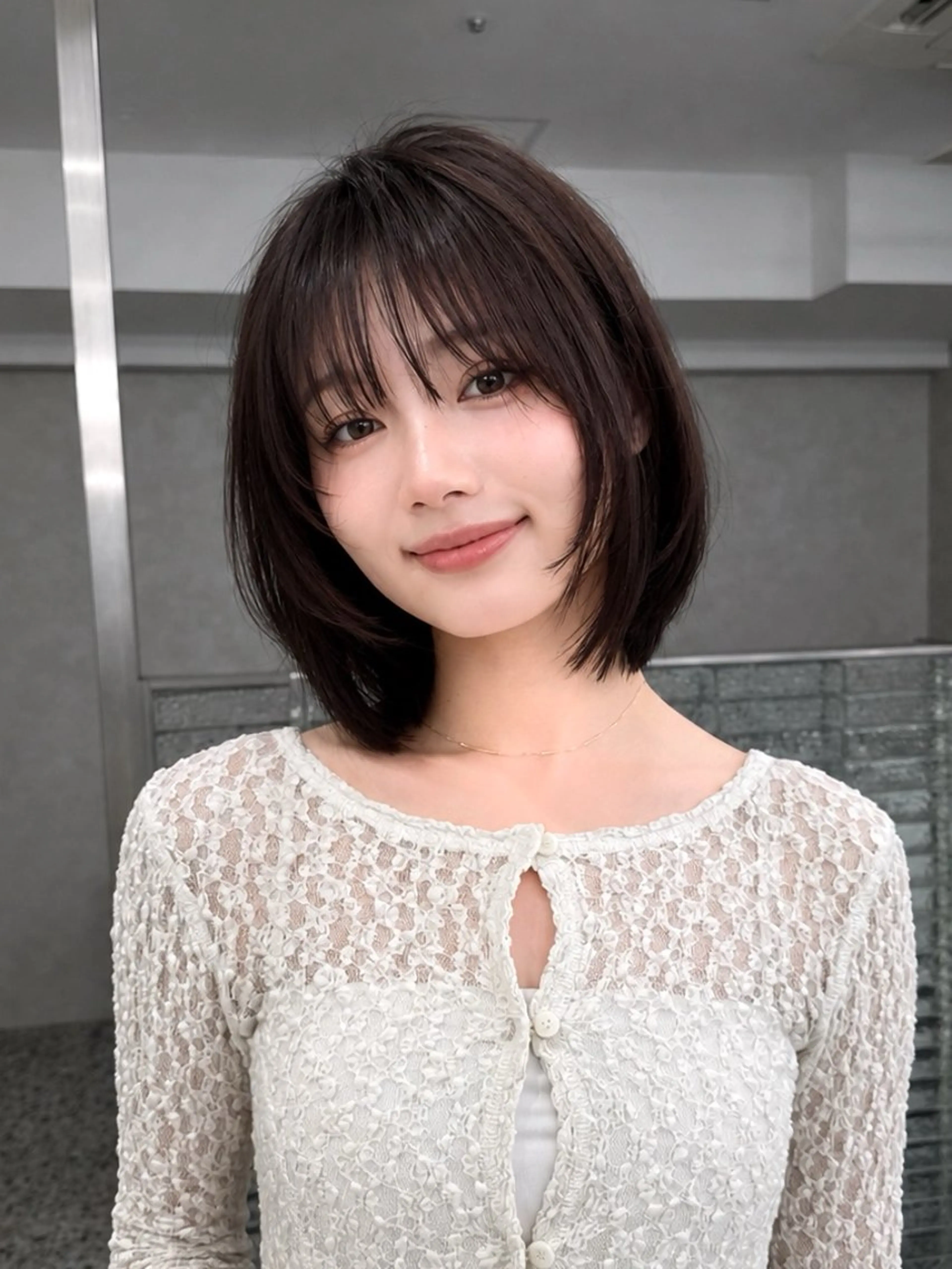 ミディアム ボブレイヤー ボブ レイヤーカット レイヤーカット ショートカットパーマのヘアスタイル