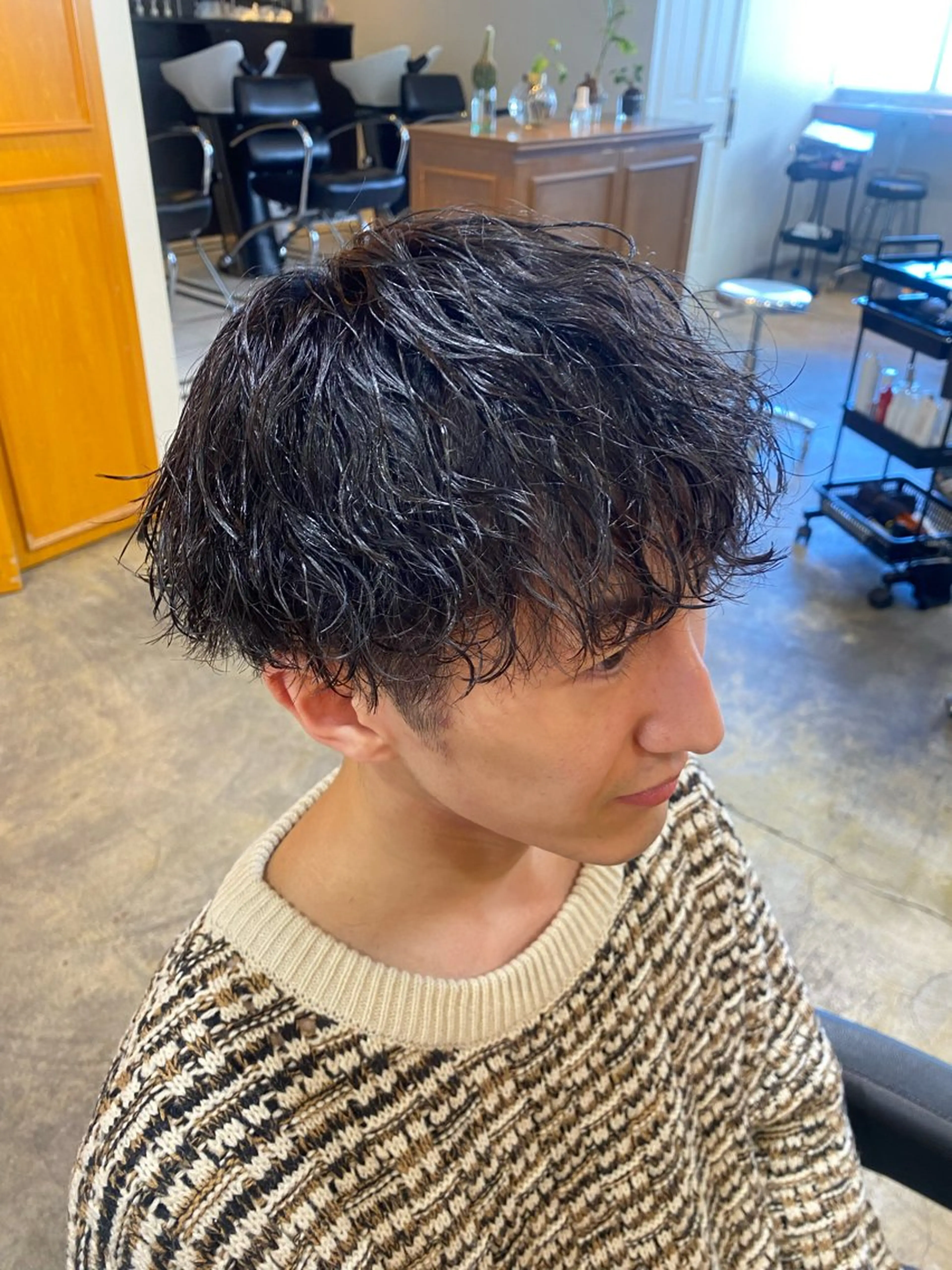 ショート パーマ メンズ カット パーマ トリートメント レイヤーボブ/ 艶カラー/サナ🌼のヘアスタイル