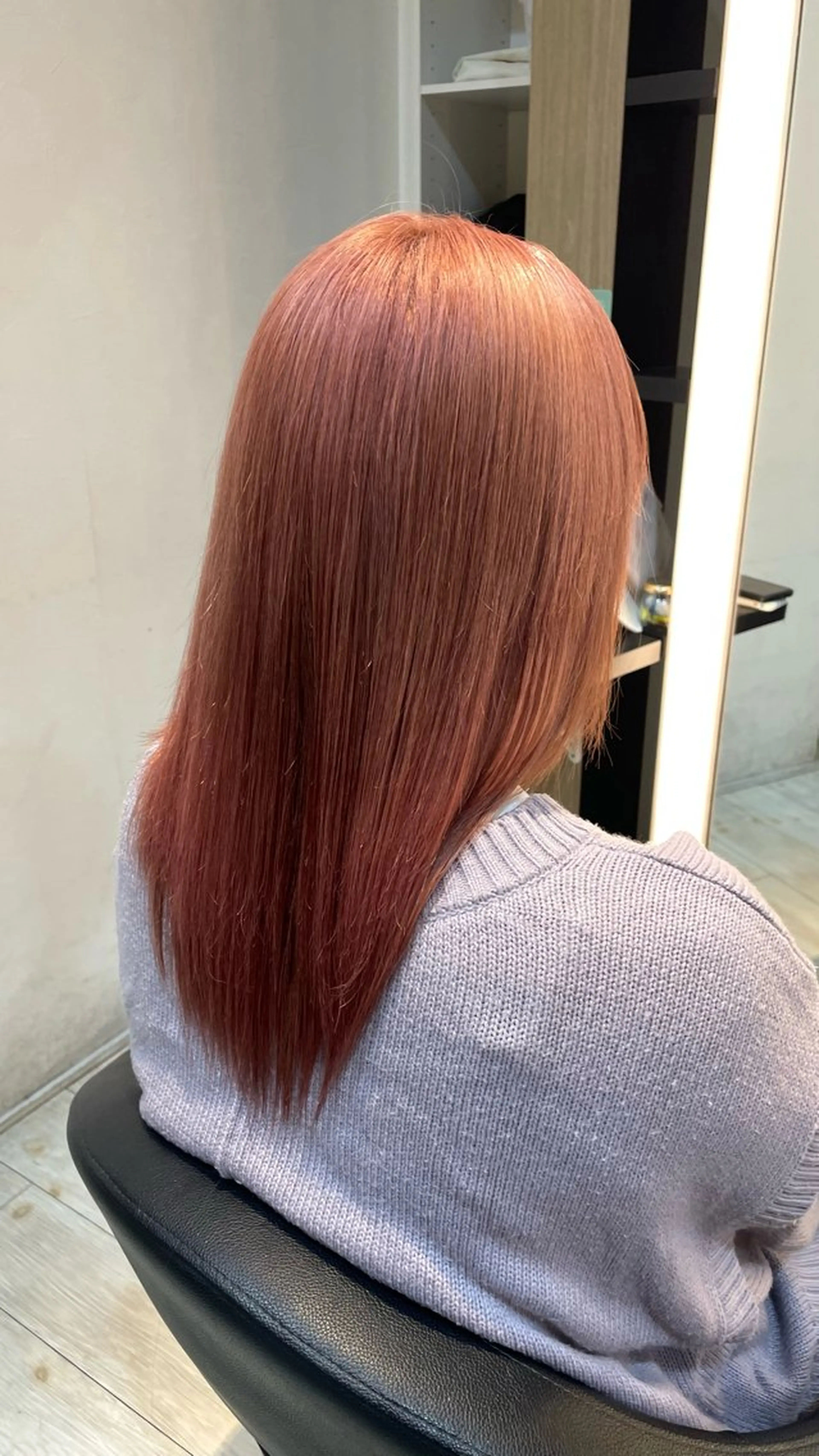 セミロング カラー ベージュカラー ピンクカラー ピンクベージュ ヘアカラー トリートメント ブリーチ/髪質改善/ ハイトーン/暖色のヘアスタイル