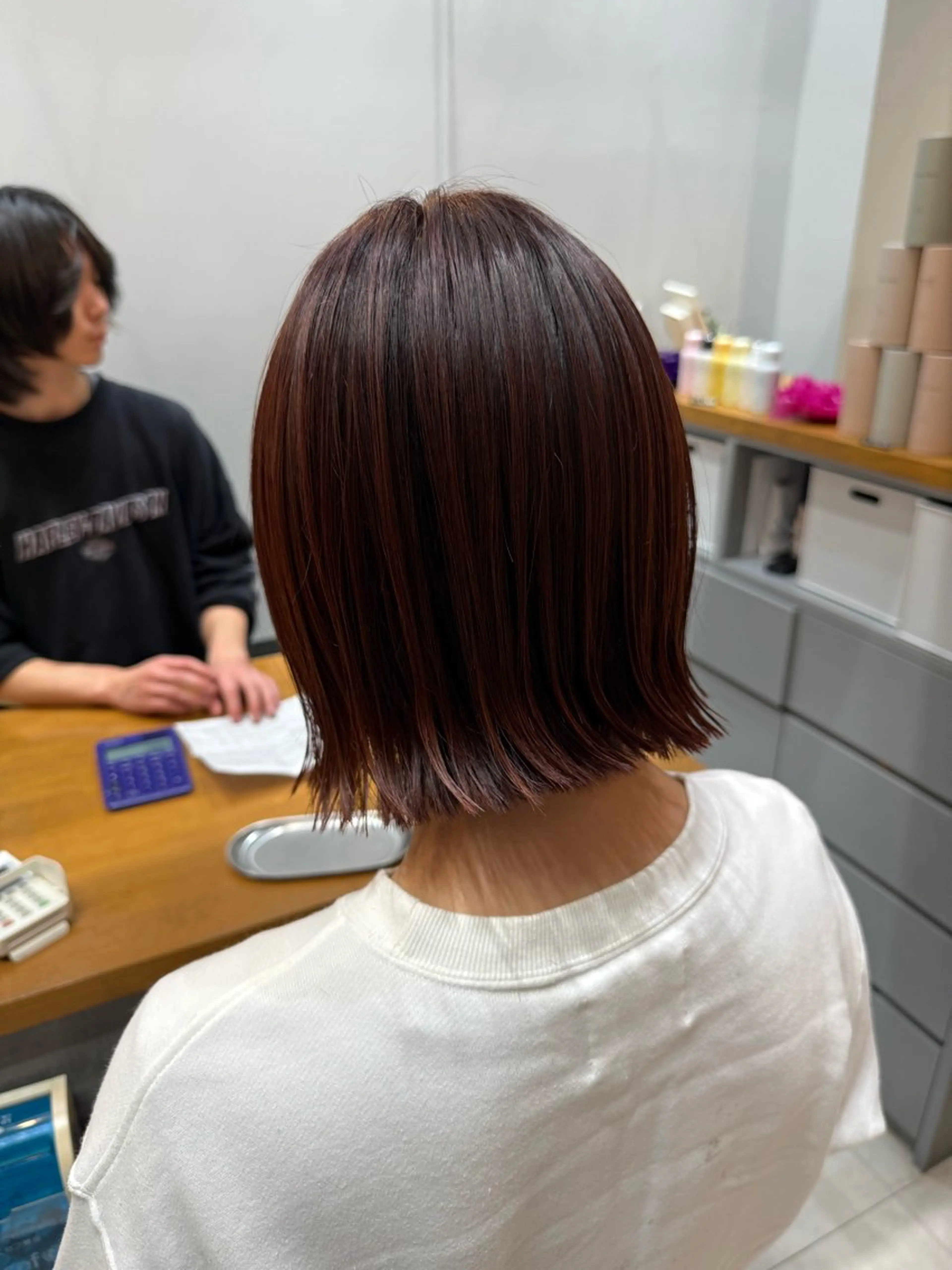 ミディアム カラー ブリーチ ブリーチなしカラー カット ヘアカラー トリートメント 石原圭悟 /ショート/艶カラーのヘアスタイル