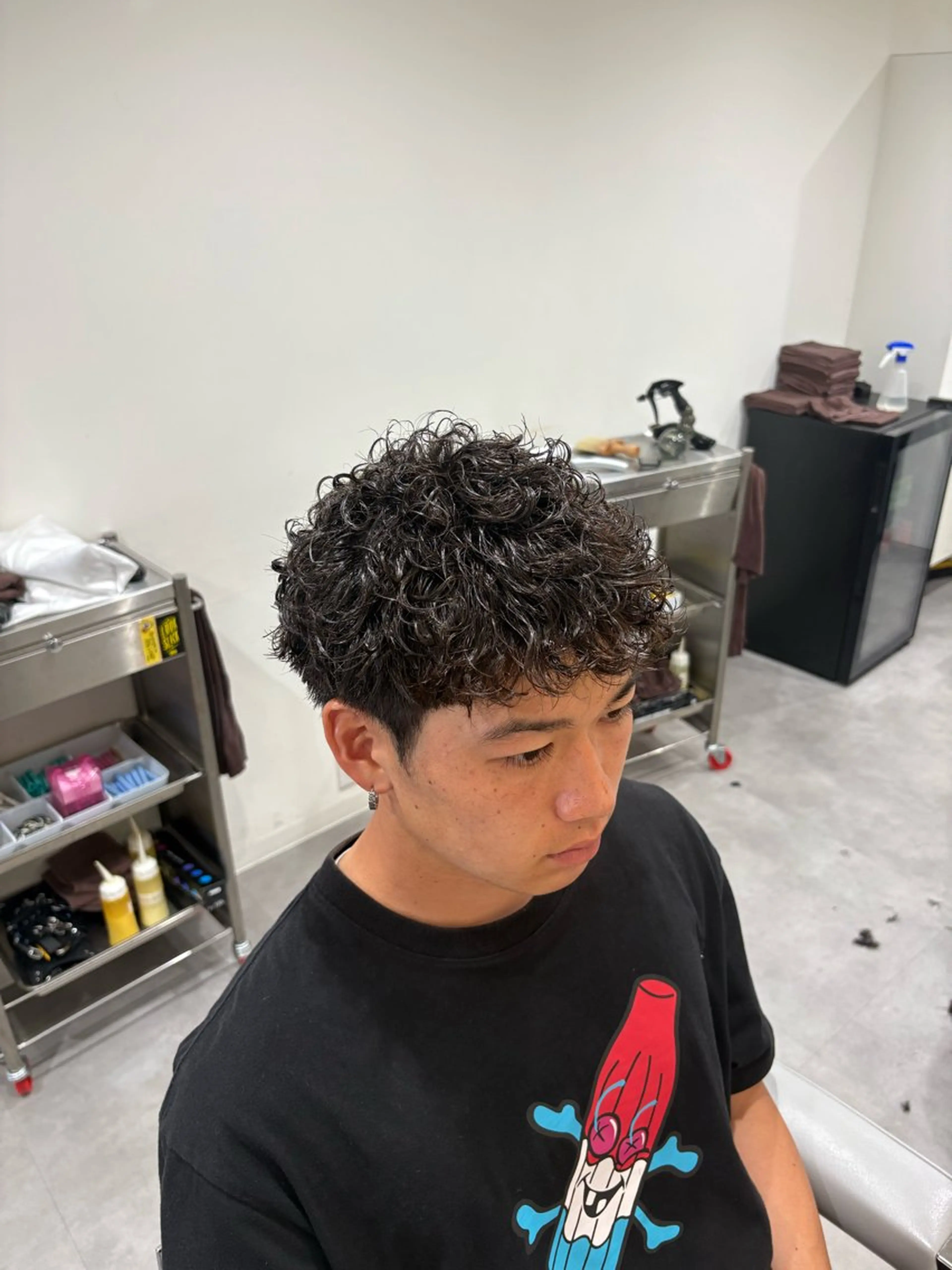 ショート パーマ メンズ カット パーマ 深澤 知樹のヘアスタイル