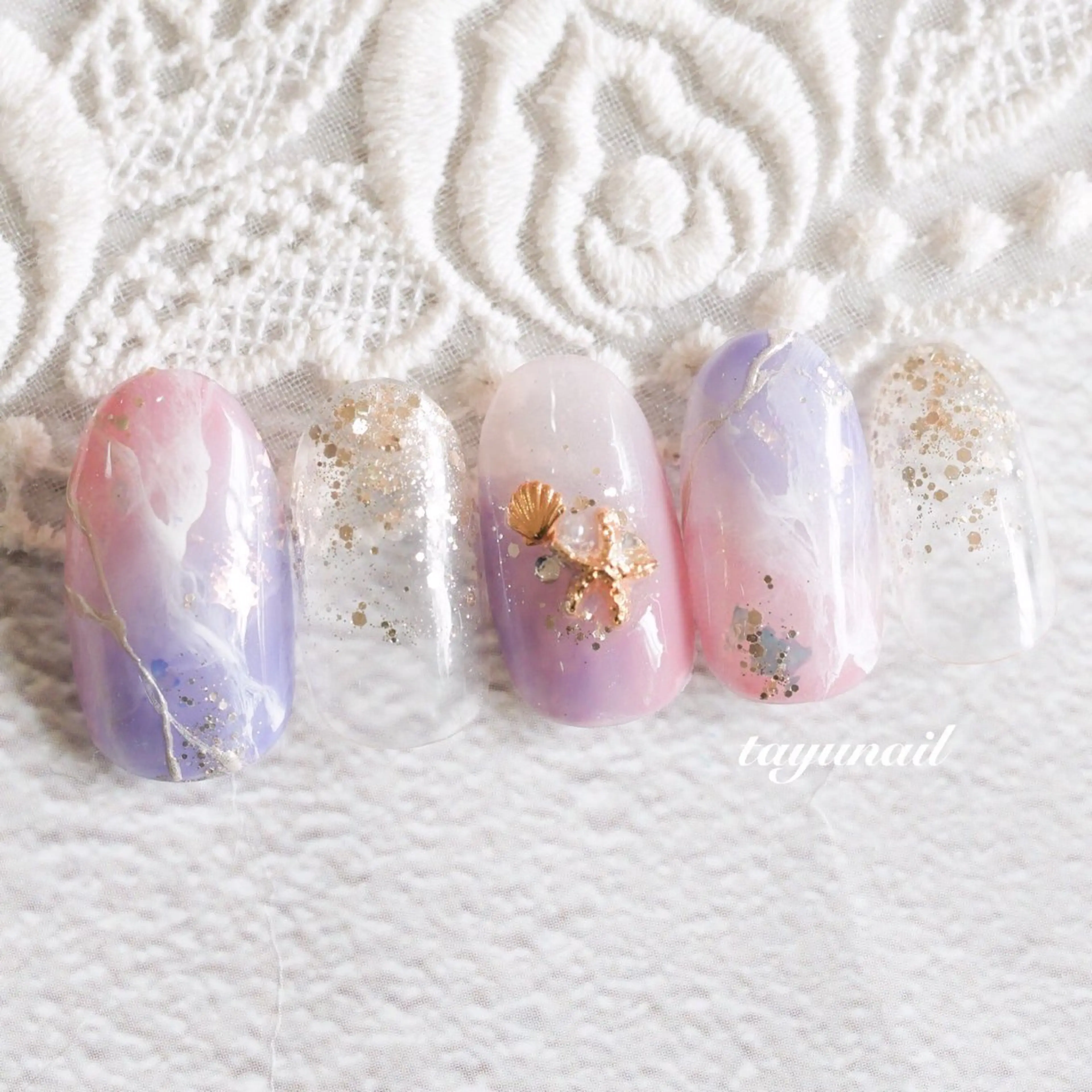 ネイル アートネイル ジェルネイル パラジェル 夏ネイル ハンドネイル ネイルサロン 【たゆnail】のネイルデザイン