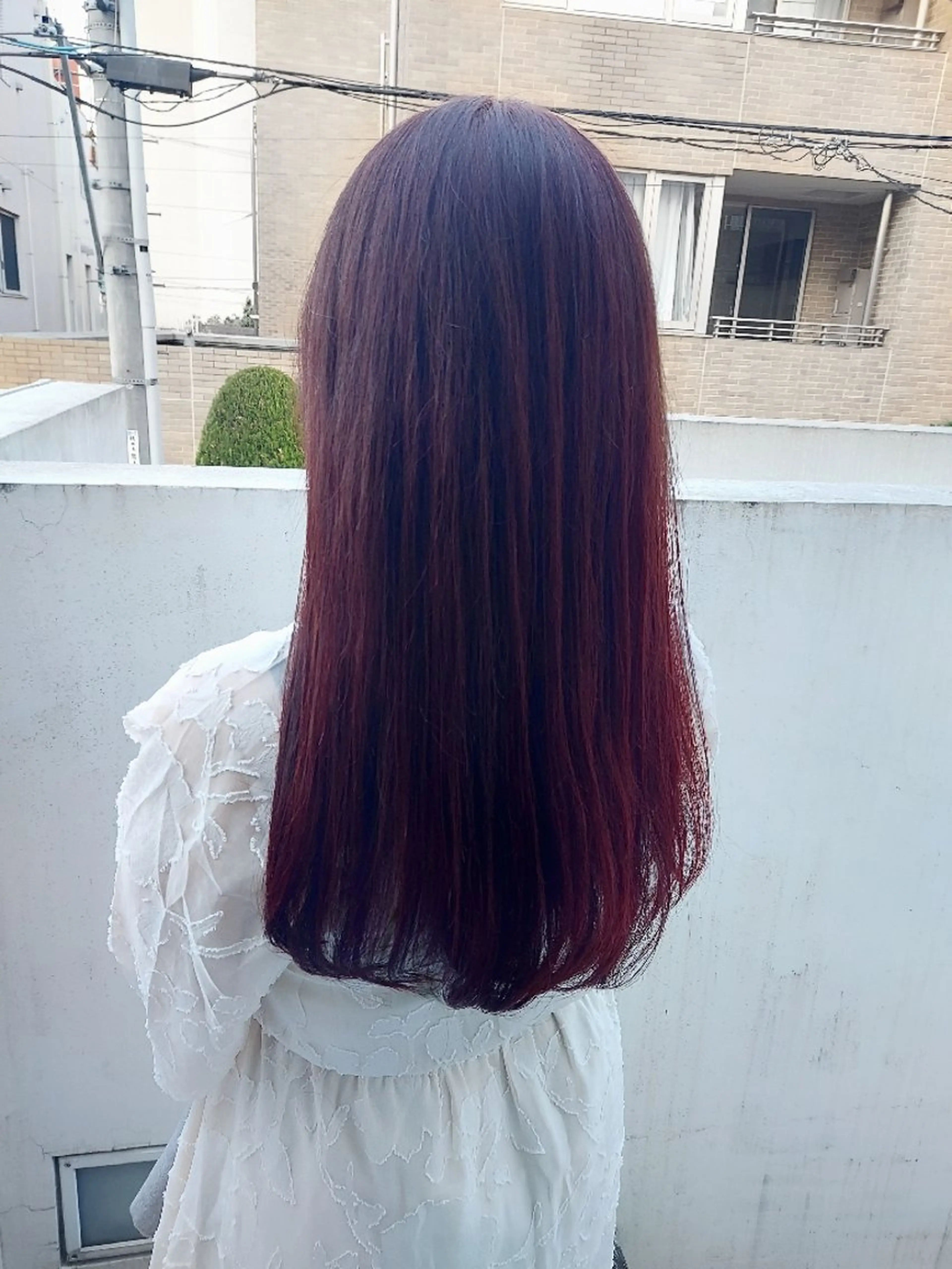 ロング カラー ブリーチ カシス ブリーチなしカラー ピンクカラー 樋口 千尋のヘアスタイル