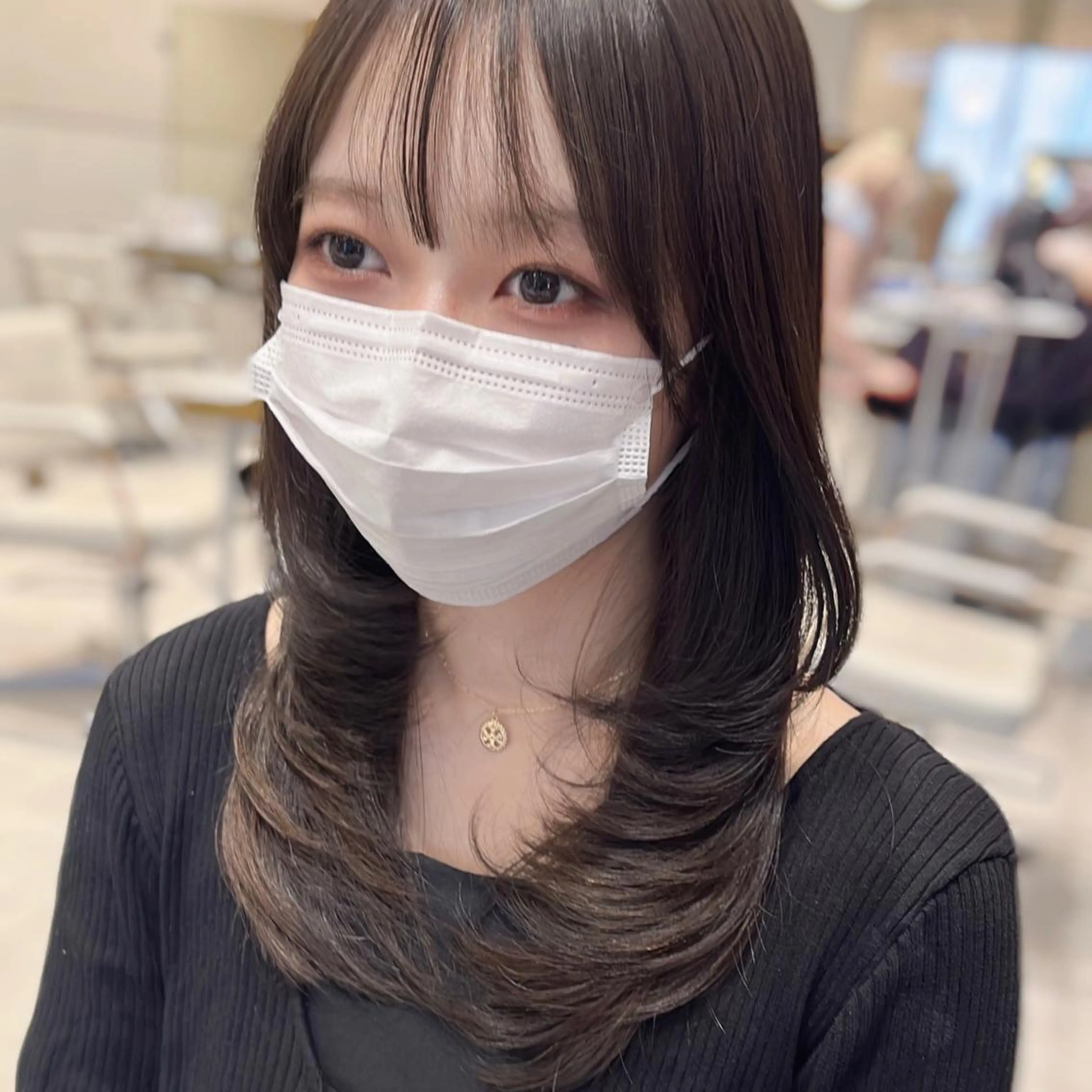 ロング カラー グレージュ ハイレイヤー 韓国風ヘア レイヤーカット カット ヘアカラー 赤羽今日子/レイヤー /盛れる顔まわりのヘアスタイル