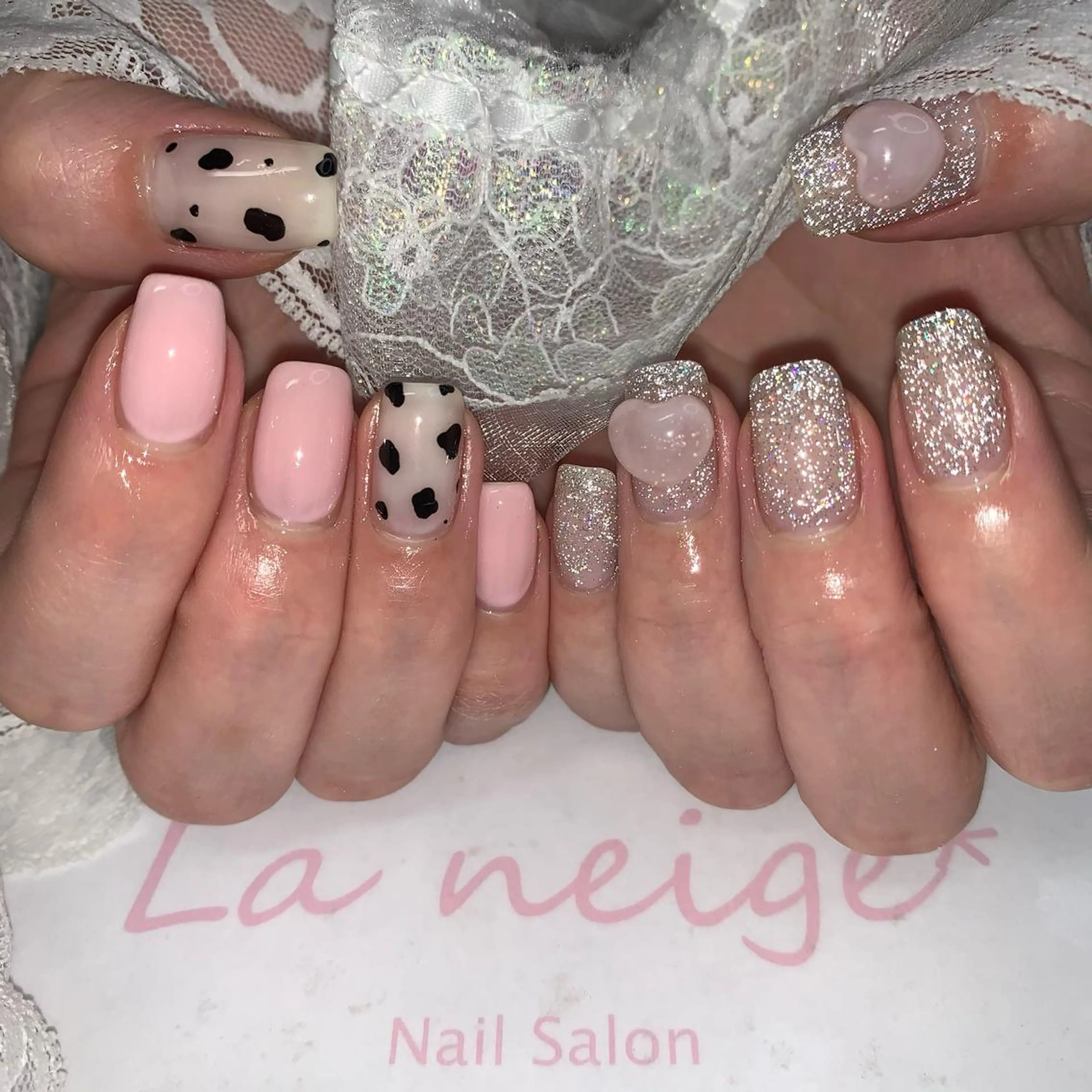 ネイル ハート ハンドネイル La neige* yuki 🐩🌙のネイルデザイン