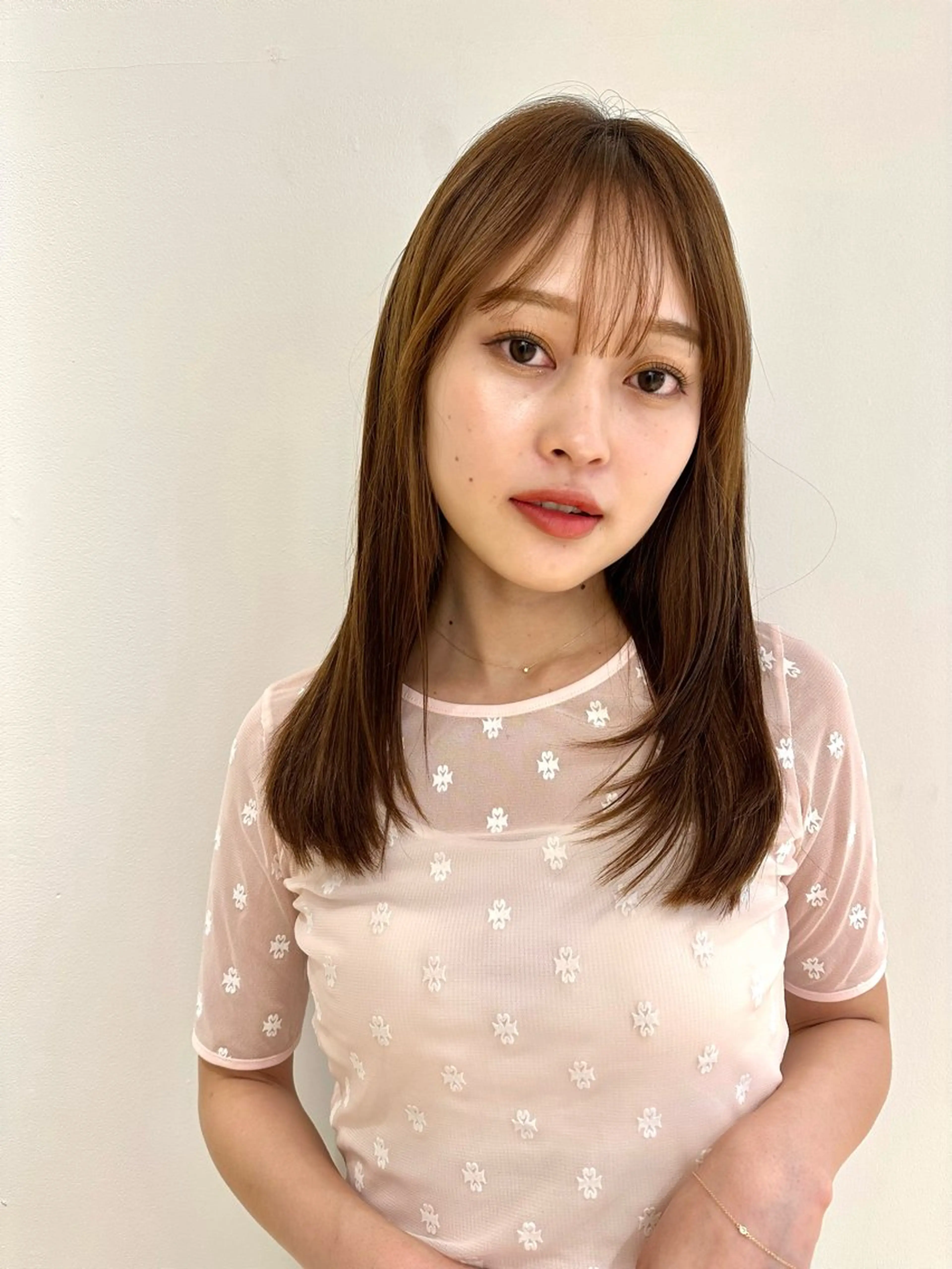 セミロング カラー カット ヘアカラー なりたいが叶う ながしまじゅんきのヘアスタイル