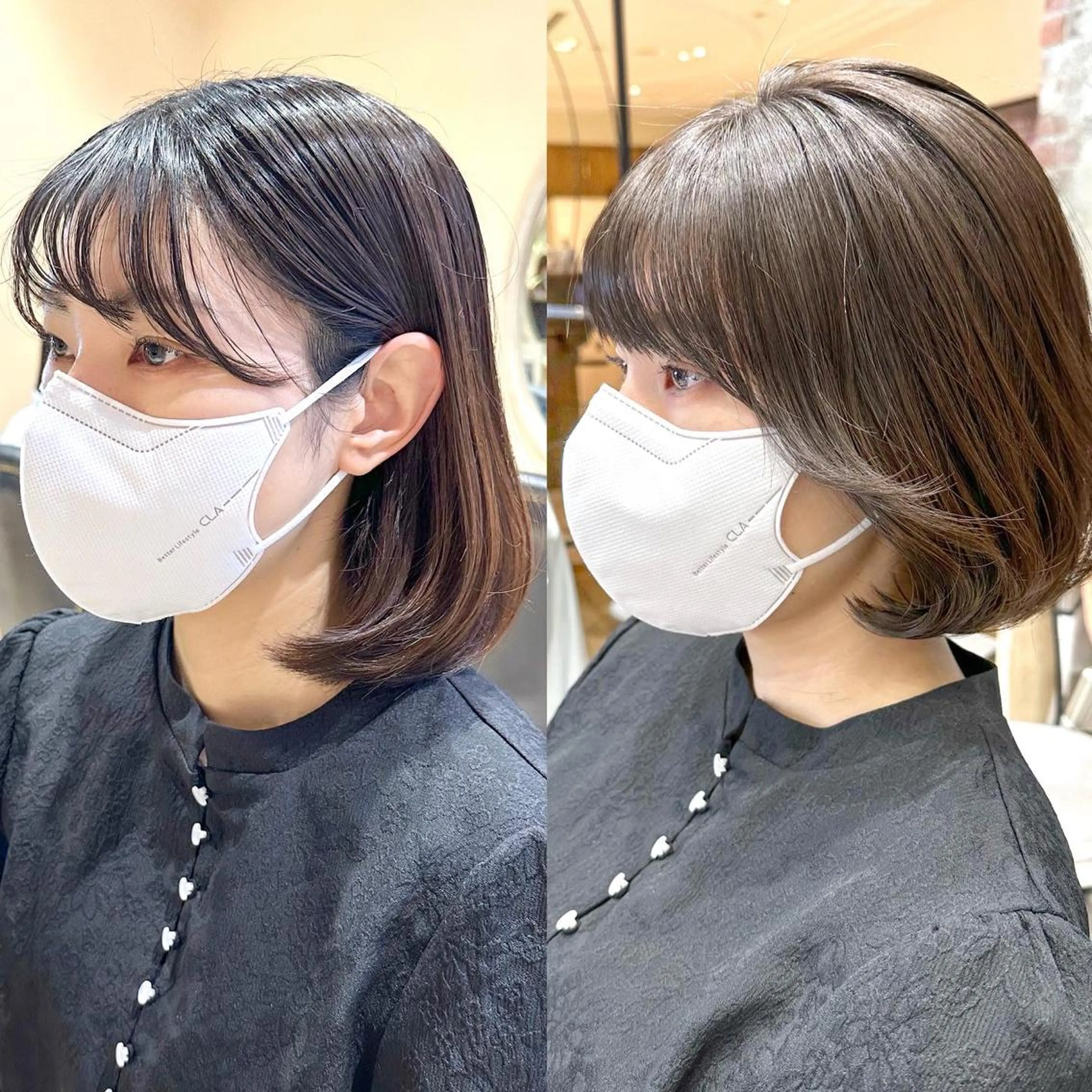 ミディアム カラー ボブ 韓国風ヘア 似合わせカット サイドバング 小顔カット 🌈小顔似合わせ SHIHO🌈のヘアスタイル