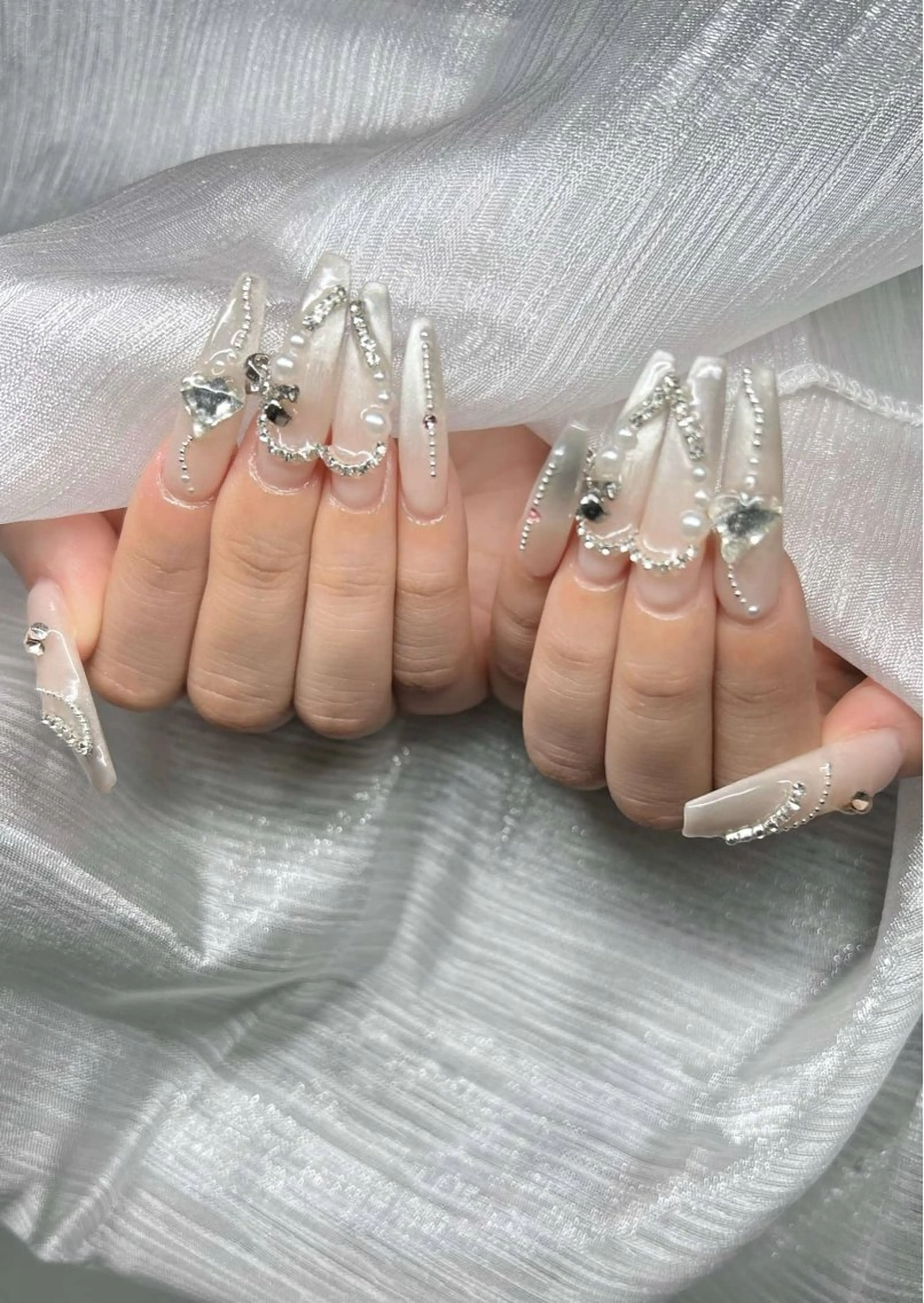 ネイル 長さ出し グラデーション キラキラネイル マグネットネイル ミラーネイル Lee Nails チップ長さだし専門店のネイルデザイン