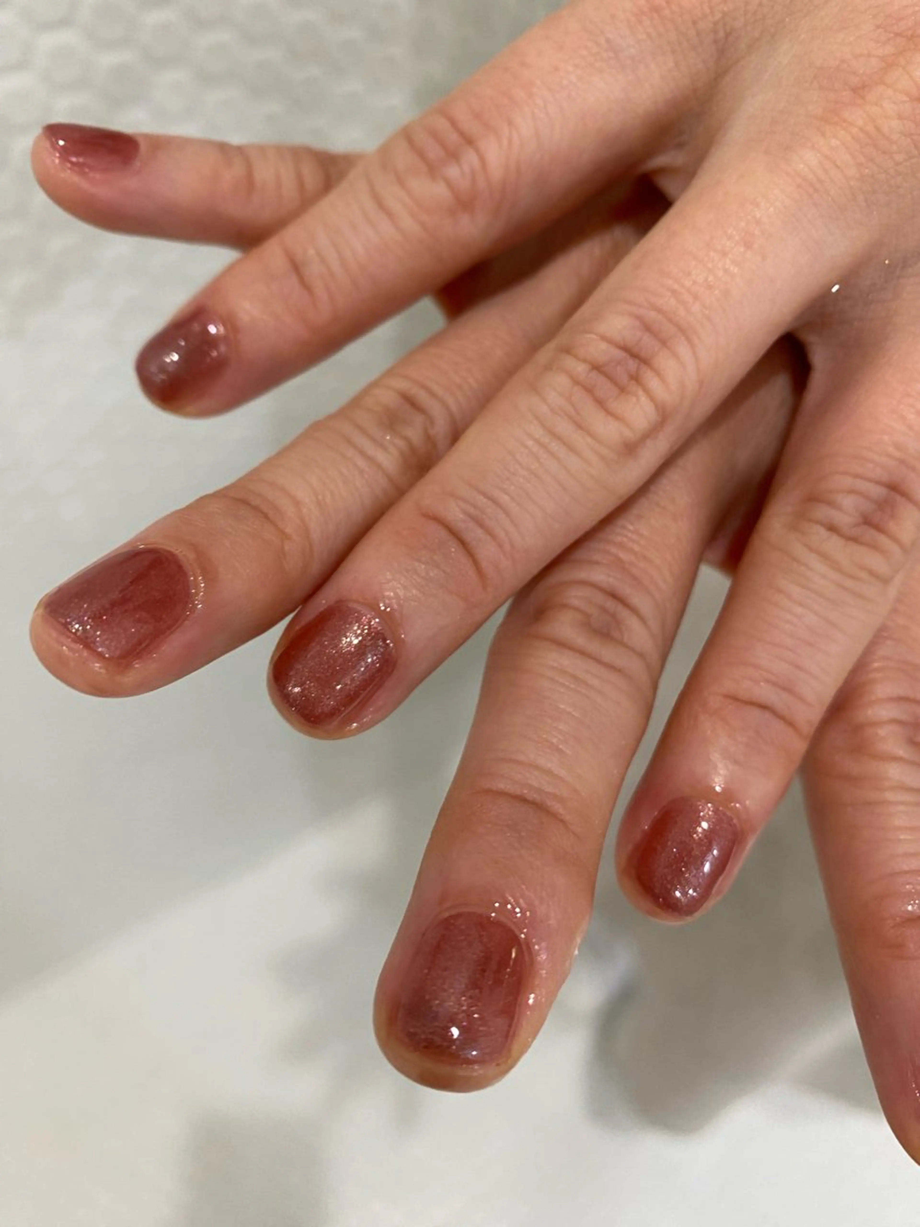 ネイル ブラウン ラメ(グリッター) ピンク mew (ミュー)所属・y nahoのネイルデザイン