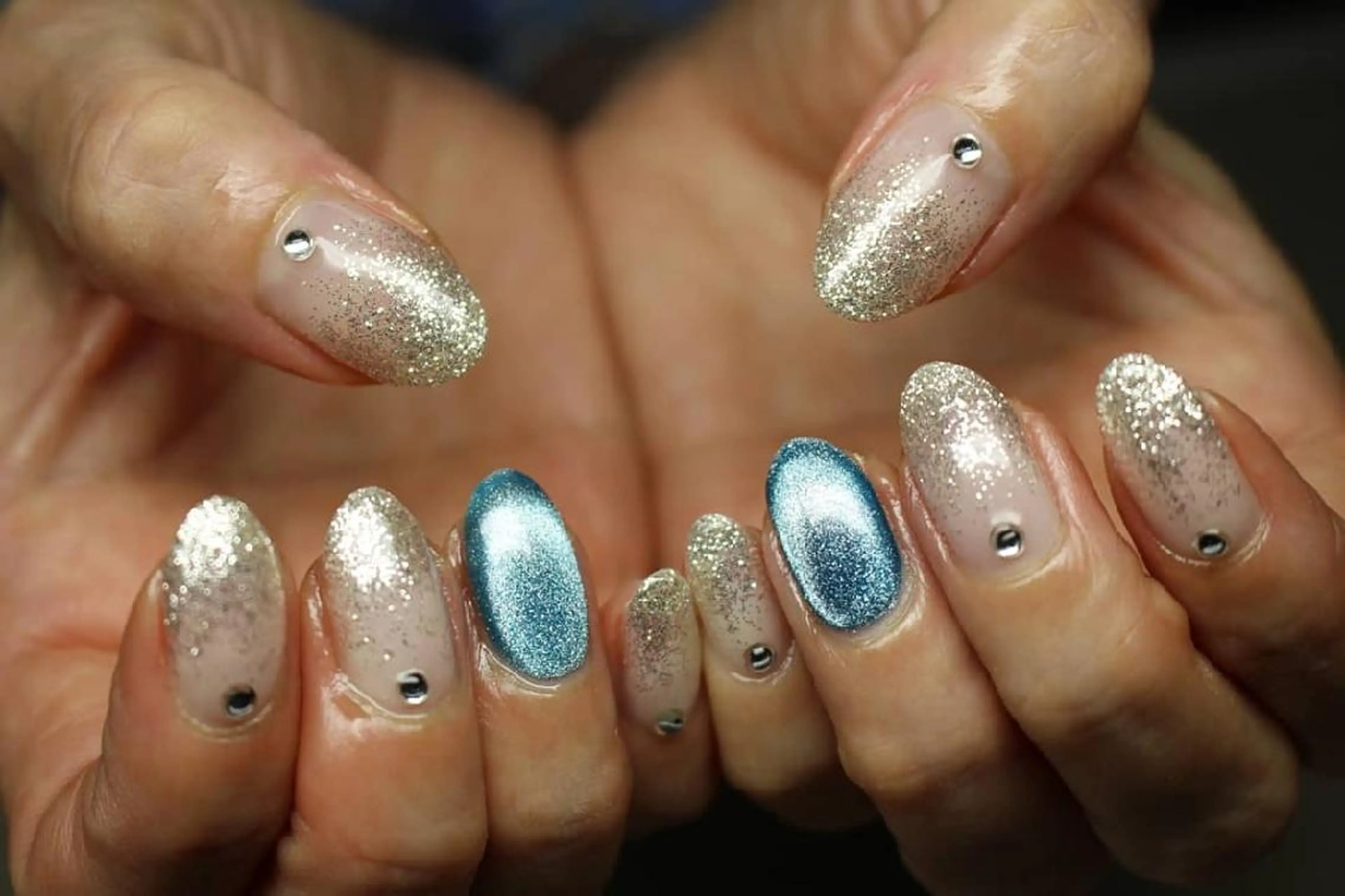 ネイル ブルー yu-a☆   柏ネイルのネイルデザイン