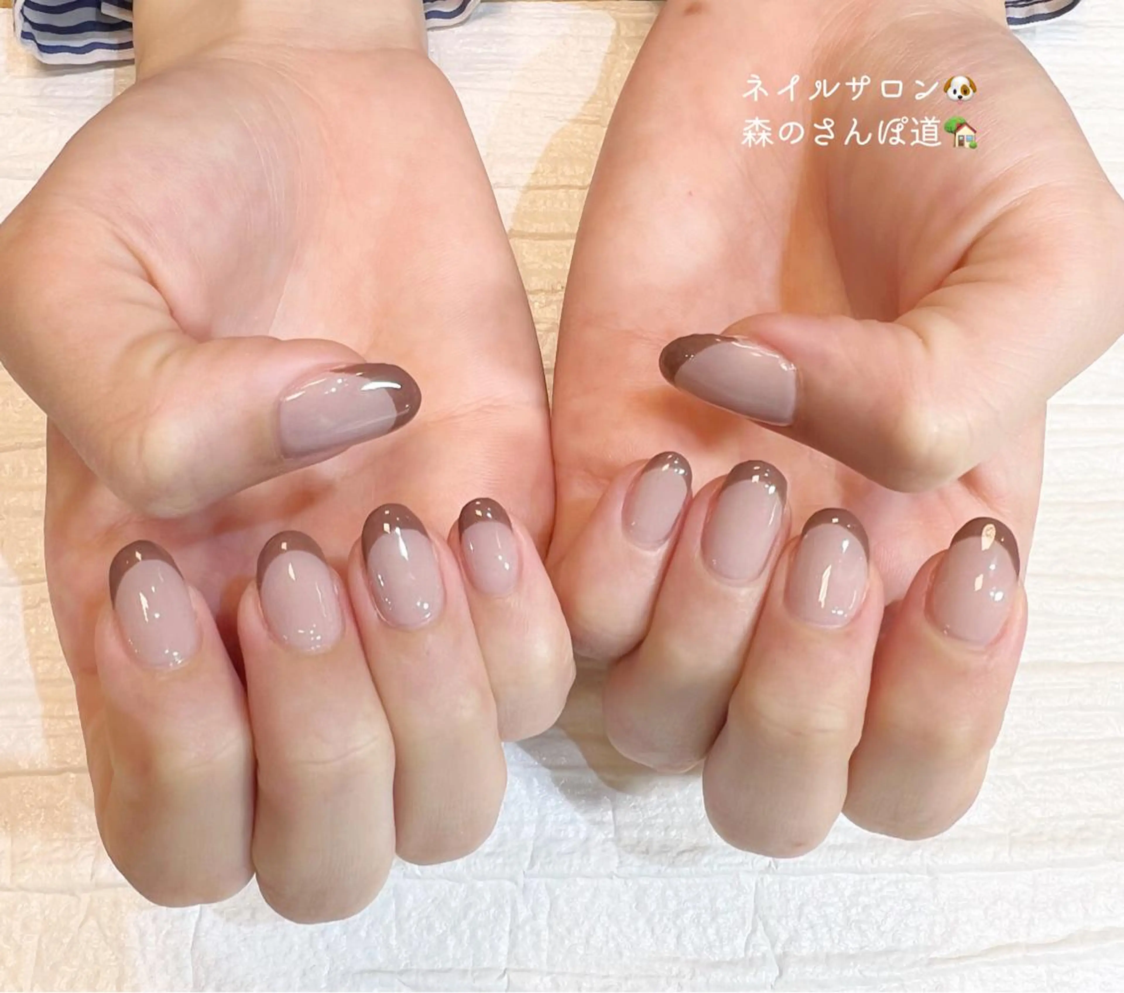 ネイル ハンドネイル ショートネイル 森のさんぽ道のネイルデザイン