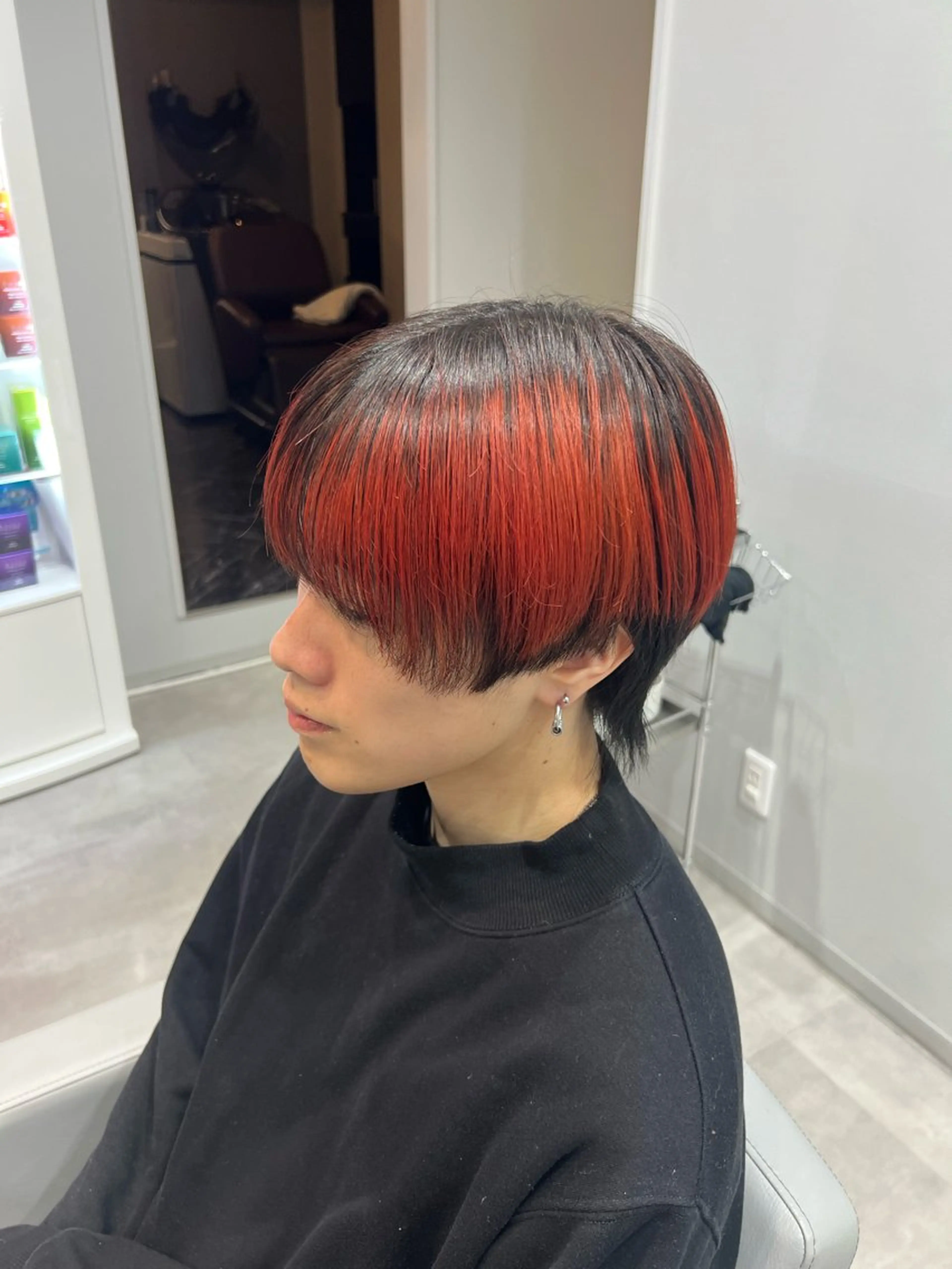 カラー メンズ マッシュウルフ マッシュ メンズウルフカット ウルフカット 田辺 湧愛のヘアスタイル