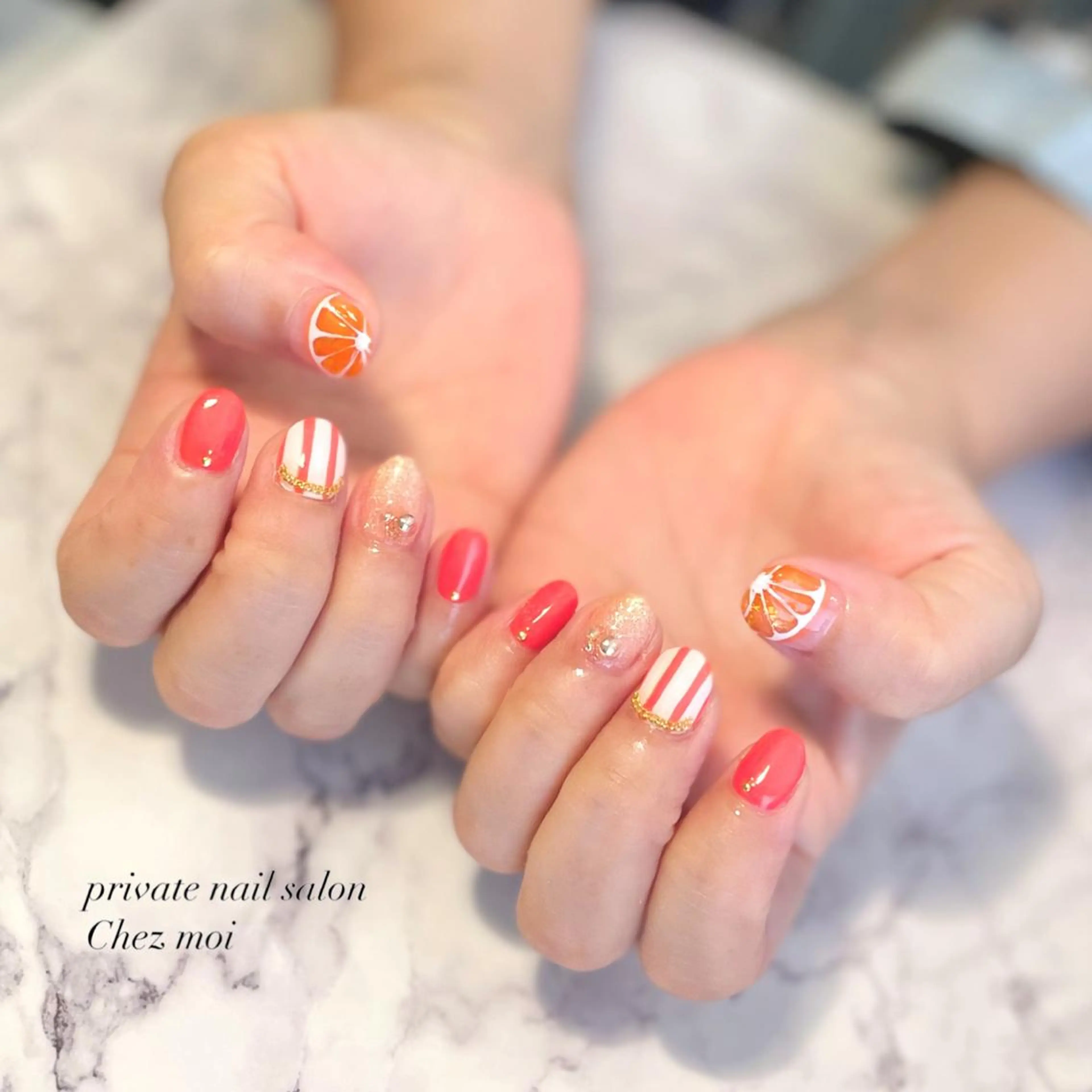ネイル オレンジ KOMINE TOMOKOのネイルデザイン