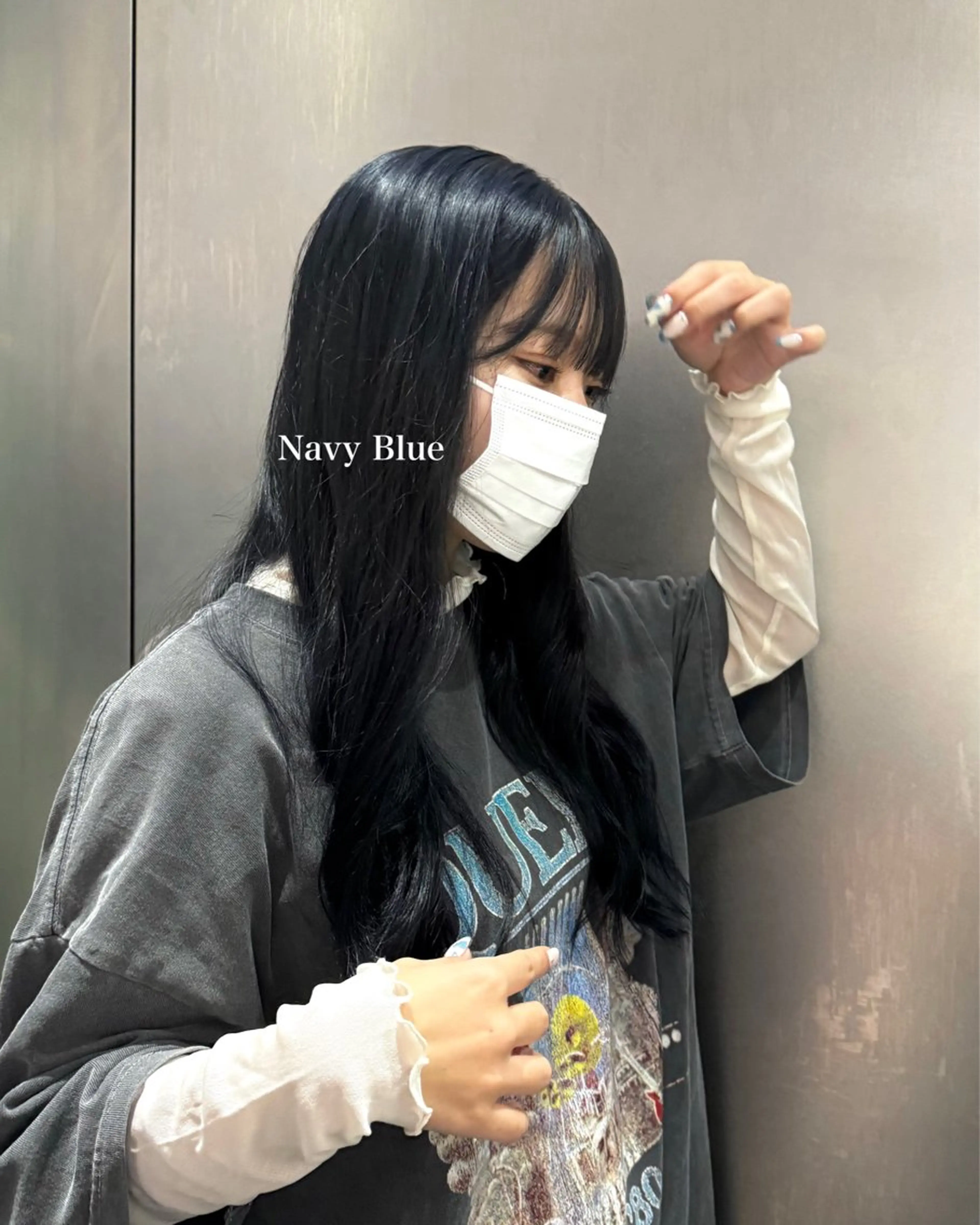 ロング カラー ブリーチ ブルーカラー ネイビーカラー カット ヘアカラー トリートメント mao/天神ブリーチ ハイトーンカラーのヘアスタイル