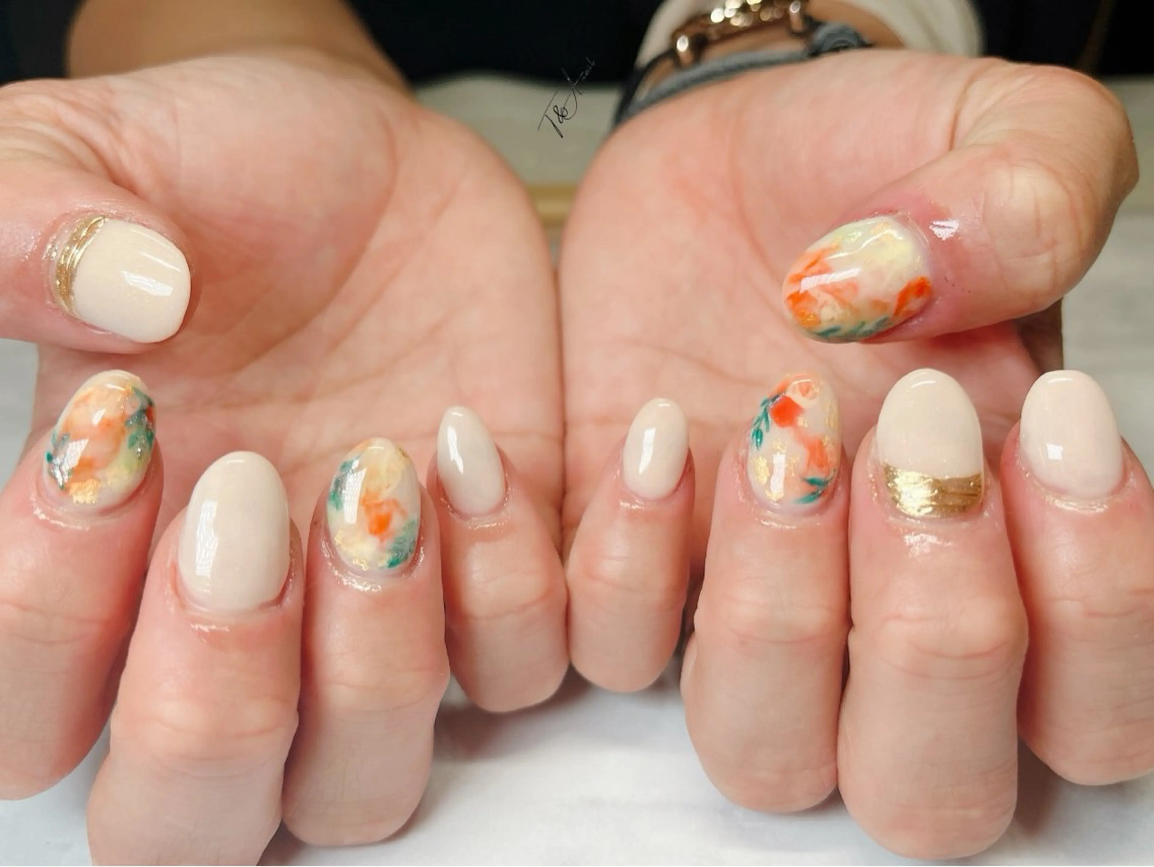 ネイル 長さ出し フラワーネイル ジェルネイル ニュアンスネイル スカルプネイル ハンドネイル T&A nailのネイルデザイン
