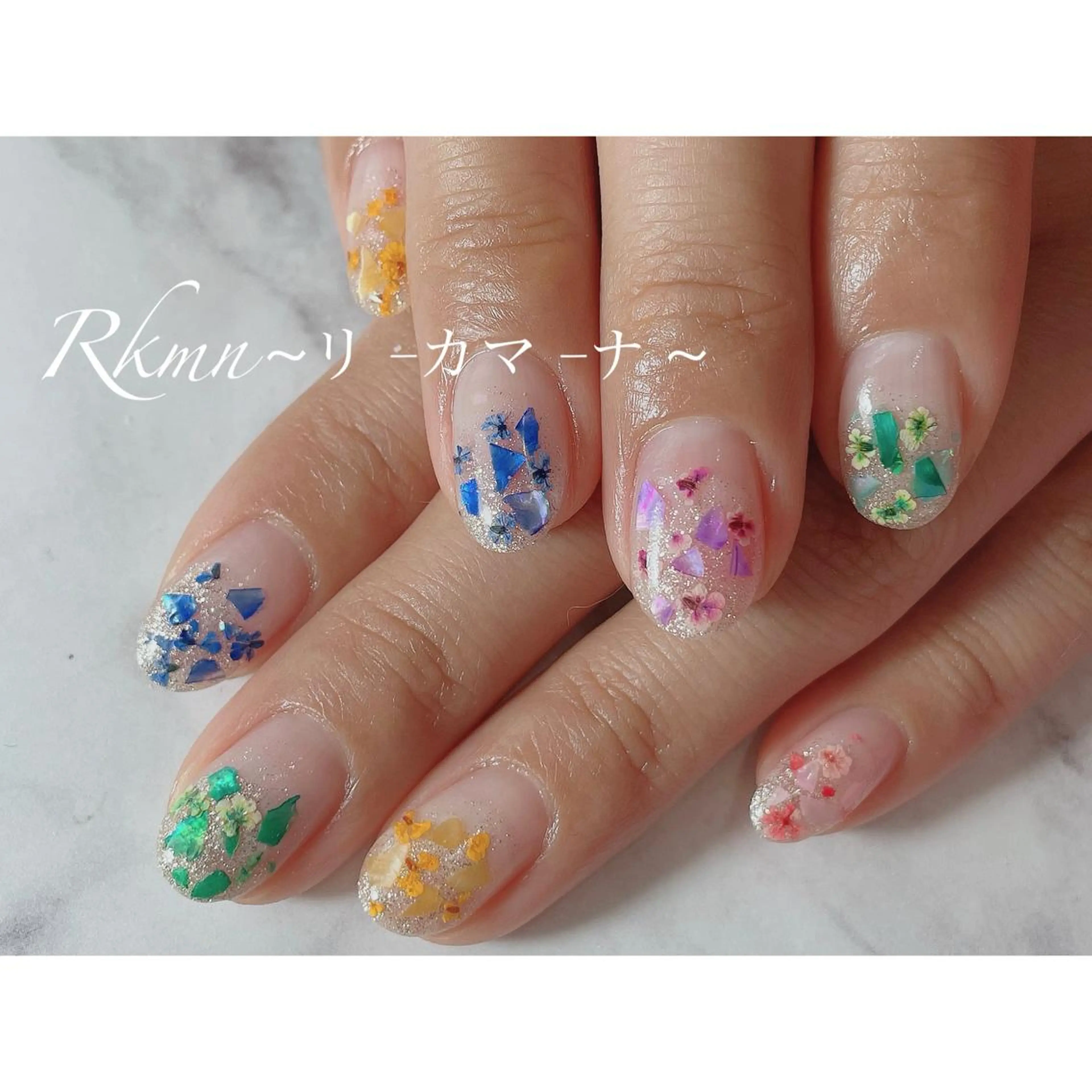 ネイル アートネイル フラワーネイル ラメ(グリッター) 春ネイル ハンドネイル フットネイル ハンドケア Rkmn ~リ-カマ-ナ~のネイルデザイン