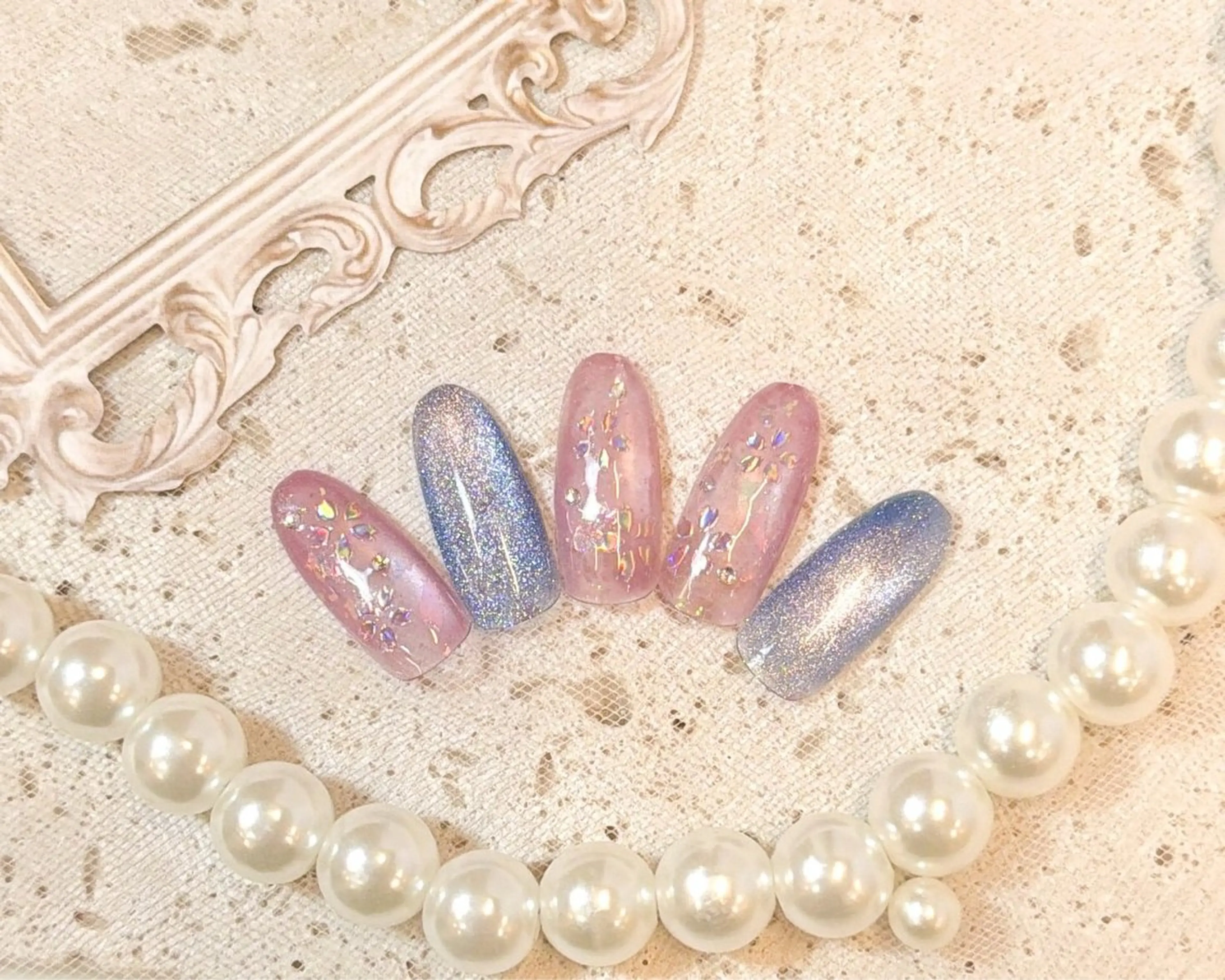 ネイル アートネイル フラッシュネイル フラワーネイル ジェルネイル ガーリー ハンドネイル Puti nailのネイルデザイン