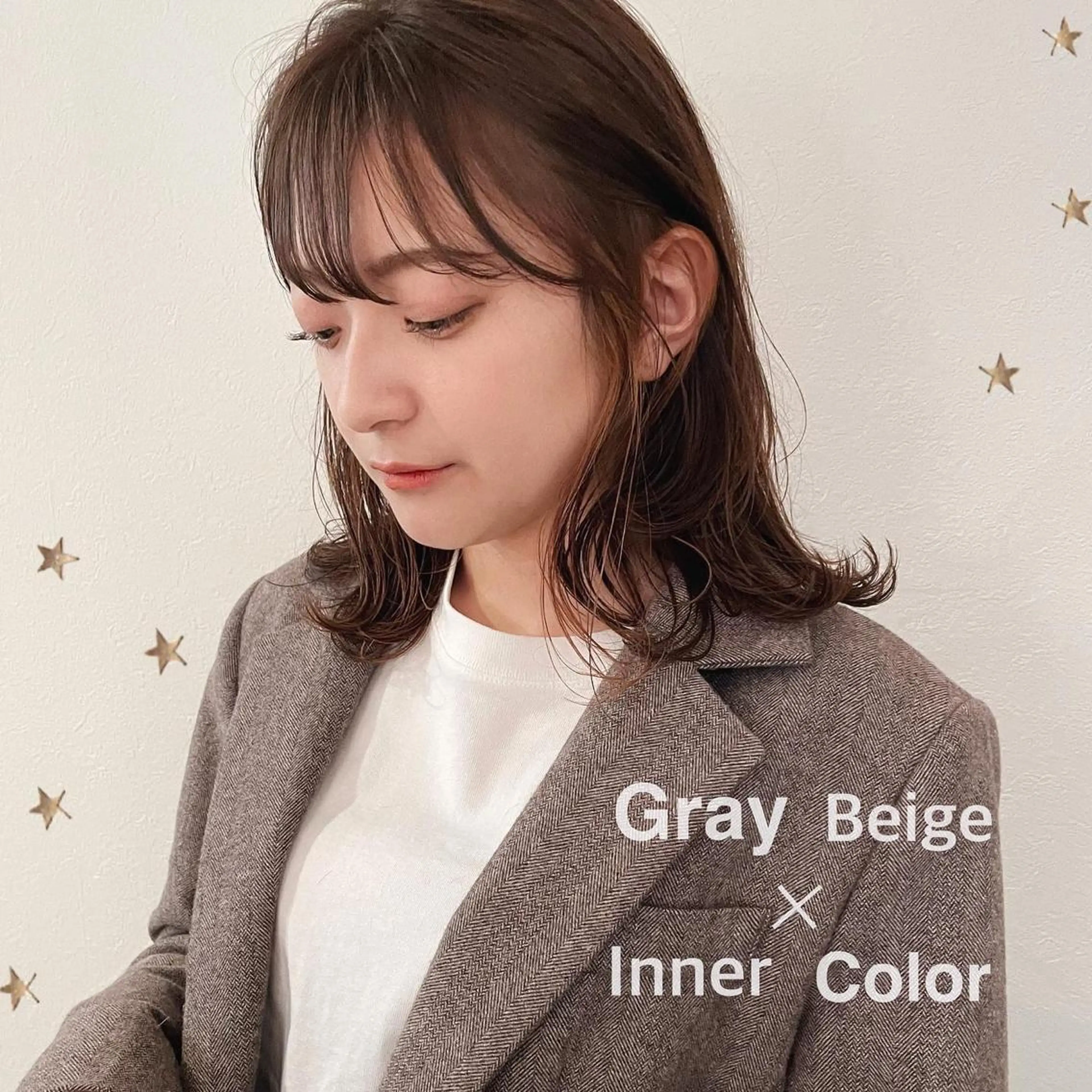 ミディアム カラー カット ヘアカラー 市川 千夏のヘアスタイル