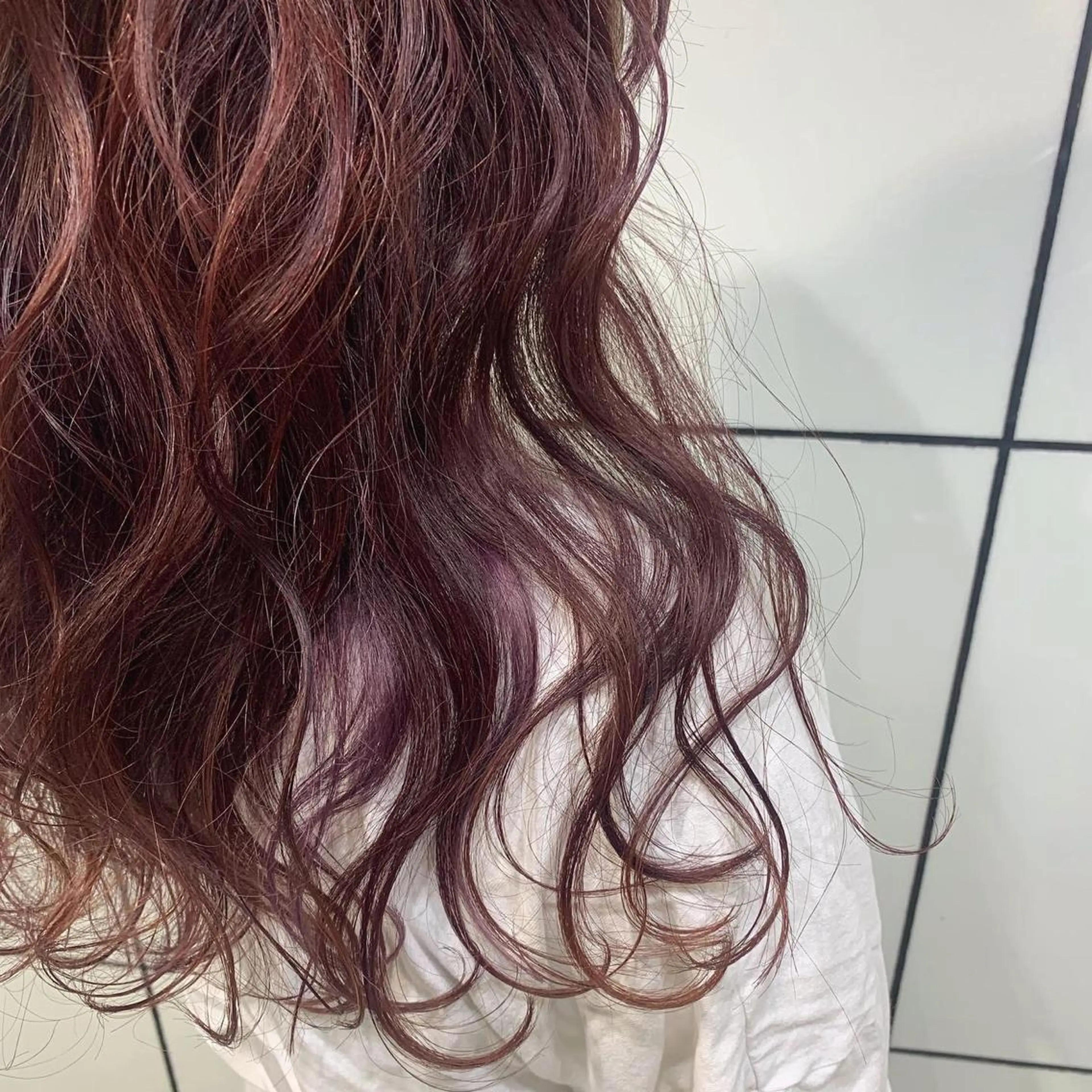 ロング パープルカラー ヘアカラー トリートメント 韓国ヘア🦋 MIYUのヘアスタイル