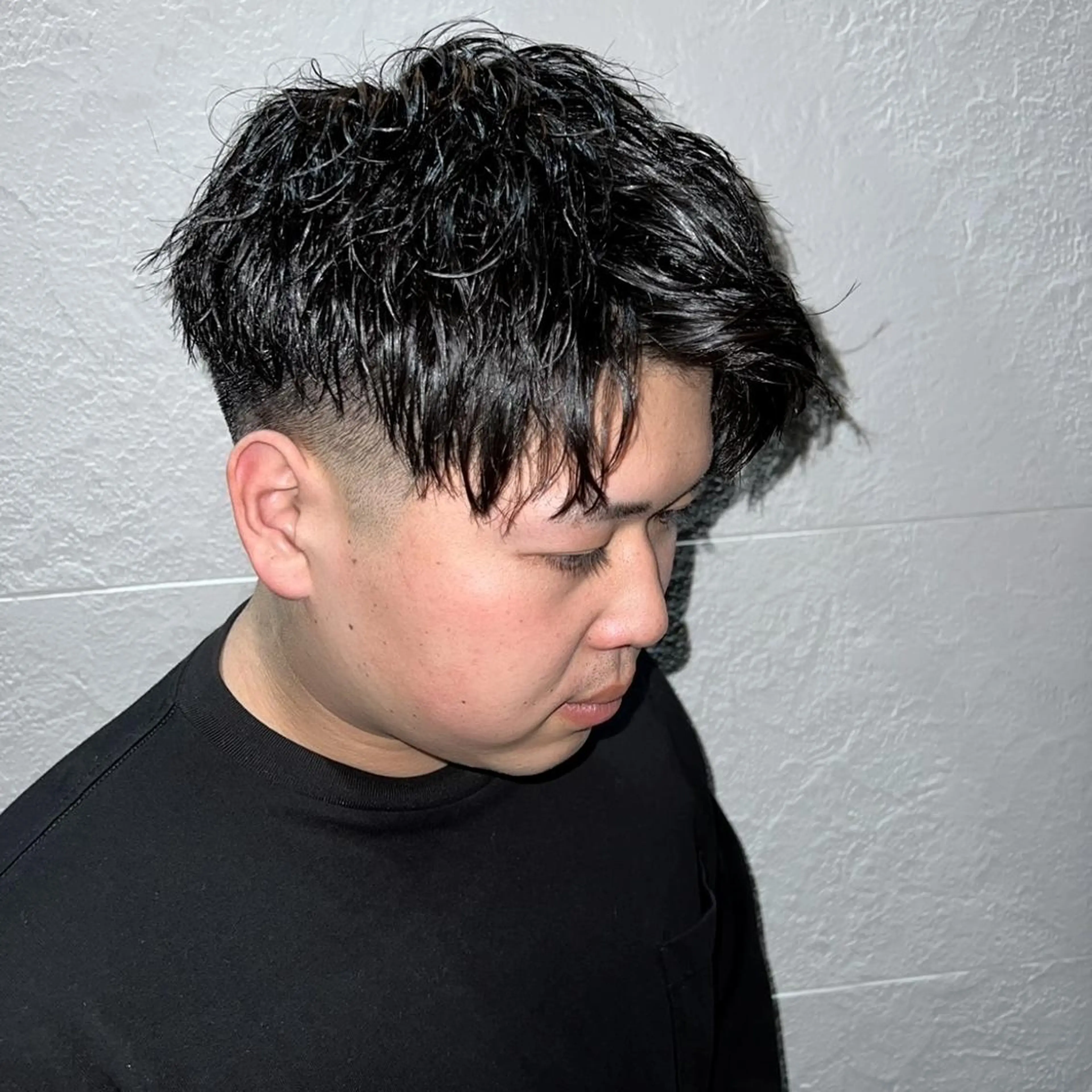 メンズ ショート アップバング フェードカット メンズ特化/勝田駅/ 佐和駅/鈴木輝瑠/のヘアスタイル