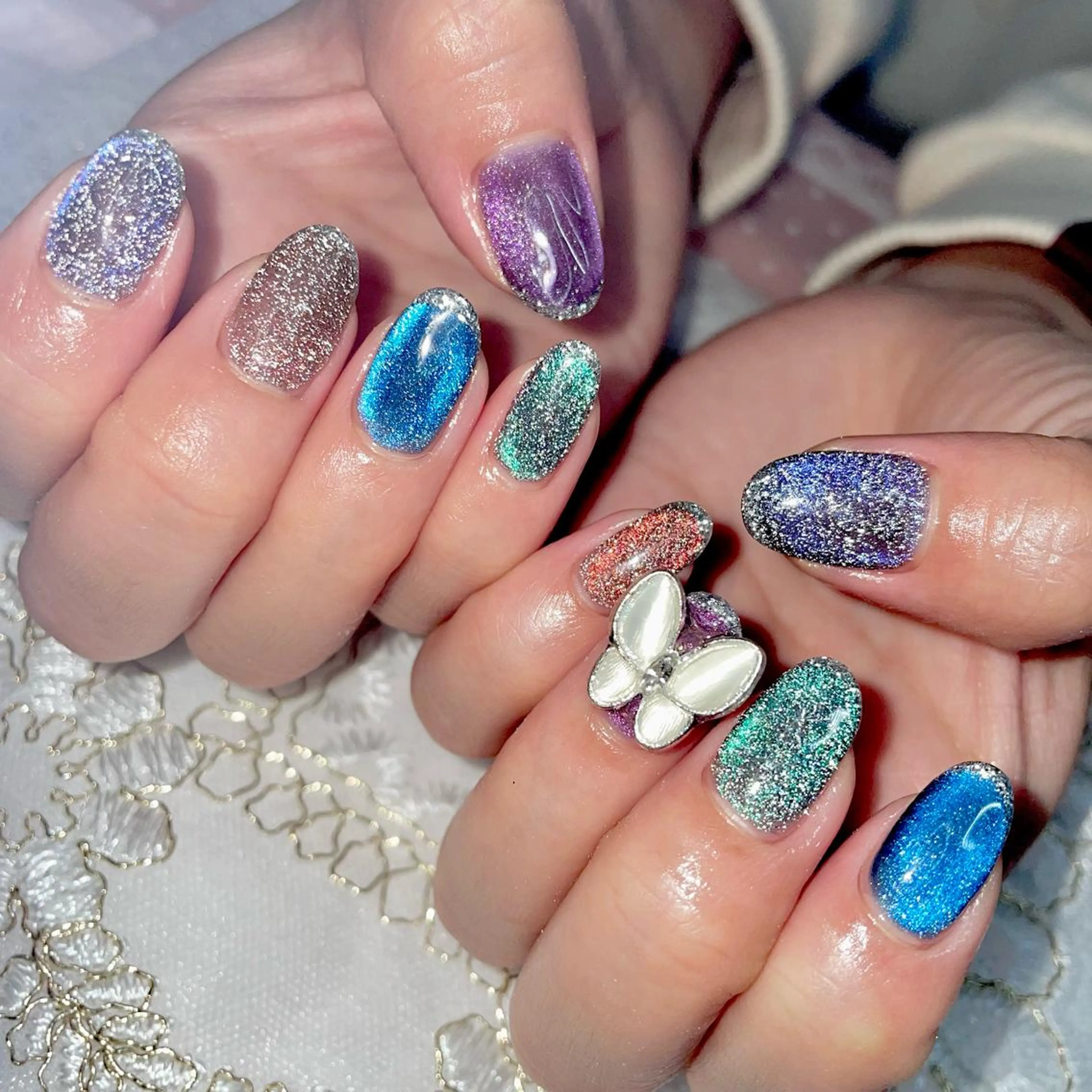 ネイル アートネイル オーロラネイル フラッシュネイル ジェルネイル マグネットネイル J terrace Nailのネイルデザイン